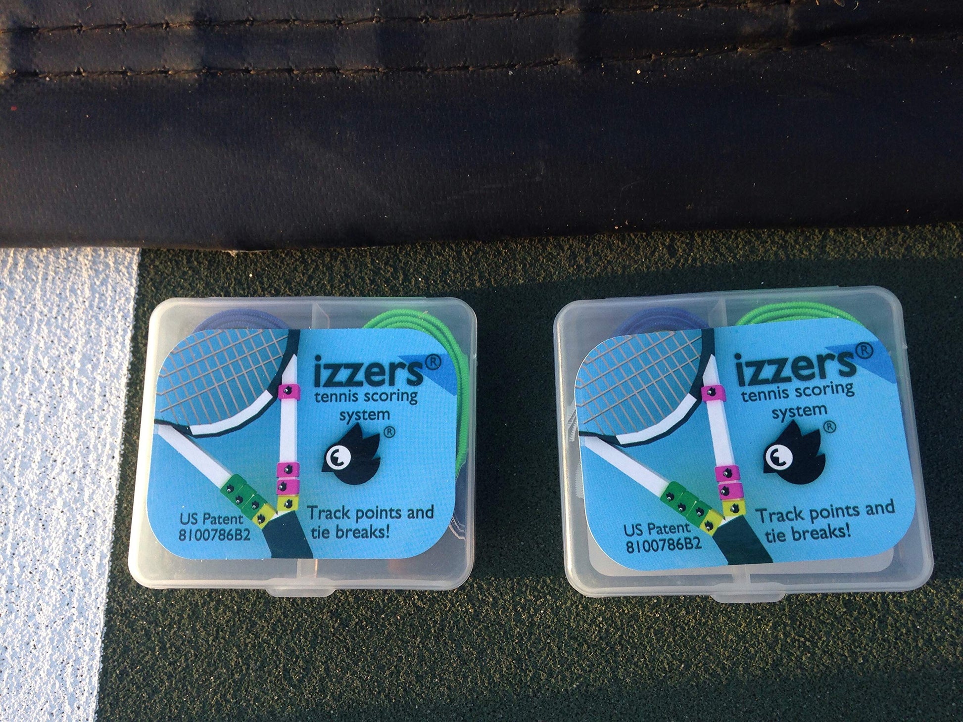 Marcador de Puntaje de Tenis Izzers Azul Verde Amarillo Paquete de 2