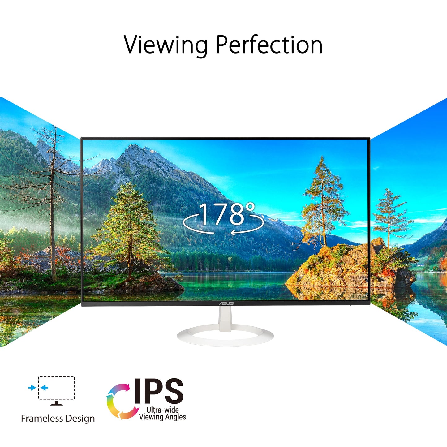 ASUS Monitor de Cuidado Ocular de 27 Pulgadas (27 Pulgadas Visible) (VZ27EHF-W) - Full HD (1920 x 1080), IPS, 100Hz, 1ms, sin Marco, sincronización adaptativa, HDMI, luz Azul Baja, sin Parpadeo