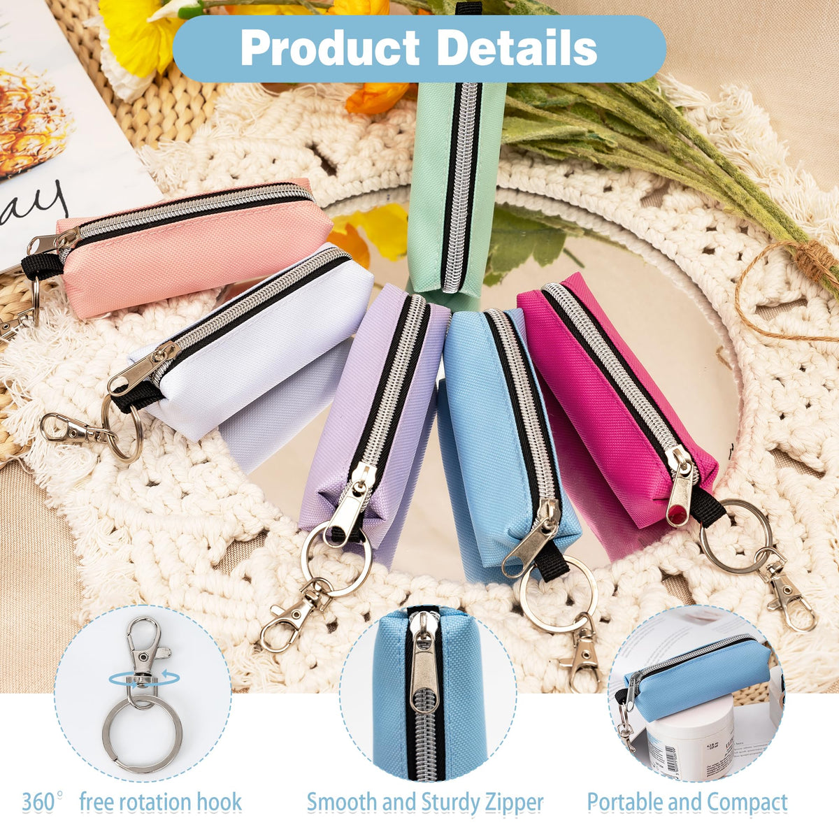 GOCOHHI - Soporte de 6 piezas para bálsamo labial, bolsa portátil para lápiz labial, accesorios de viaje, regalo ideal para mujeres, Color sólido, 1.37 * 1.37 * 4.52 inch, Bolsa