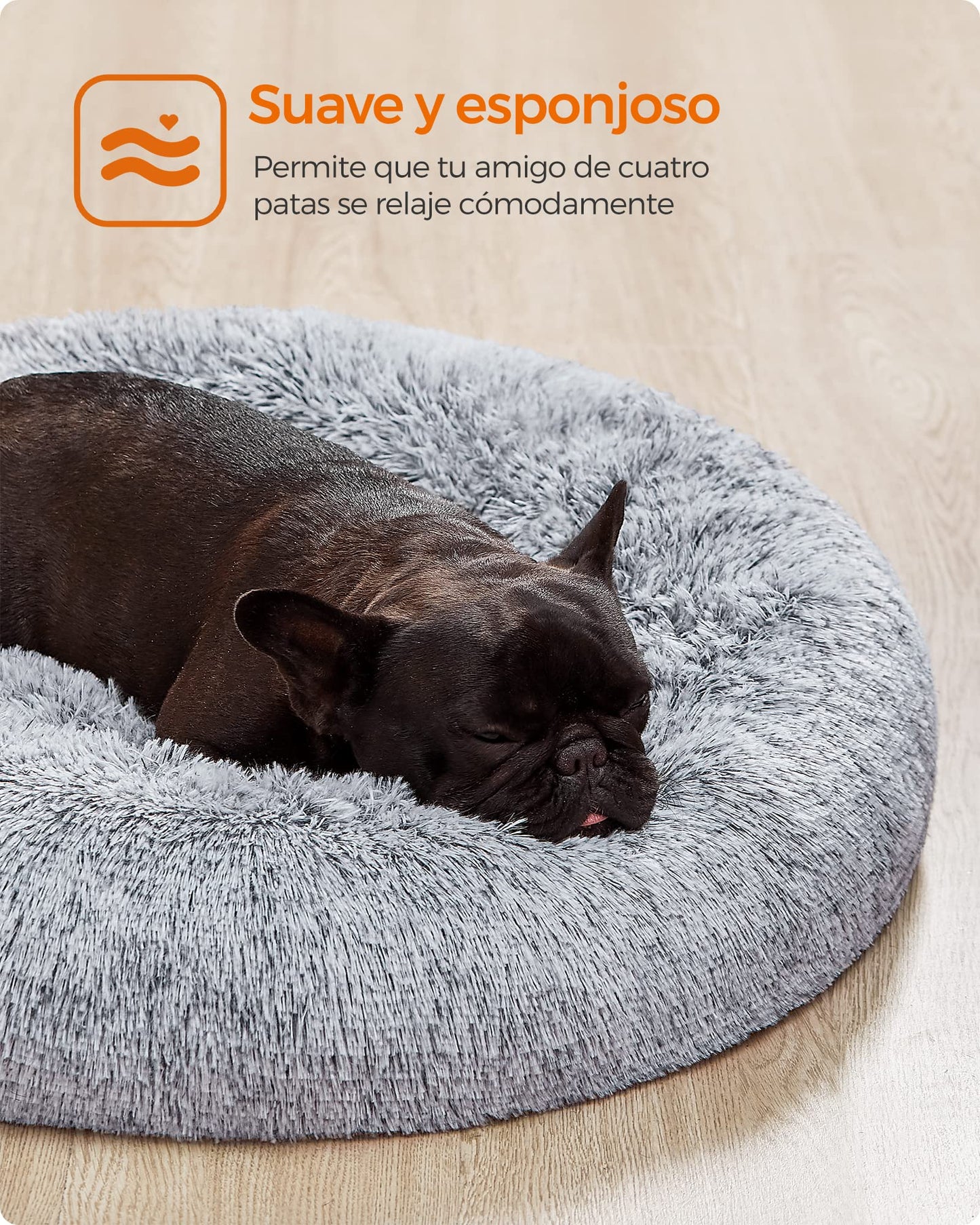 Cama de Perros Feandrea Gris Ombré con Cojín Central Extraíble y Lavable
