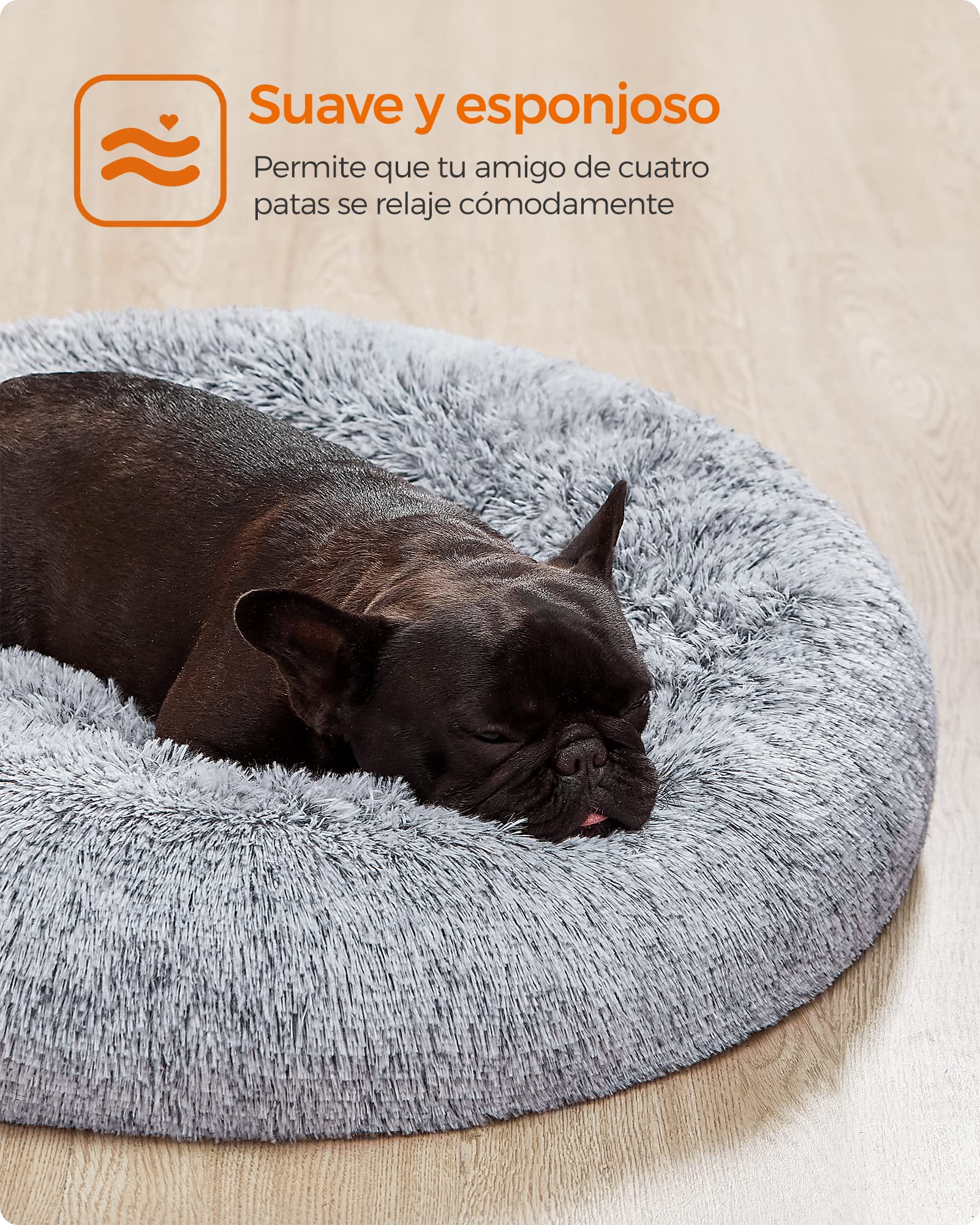 Cama de Perros Feandrea Gris Ombré con Cojín Central Extraíble y Lavable