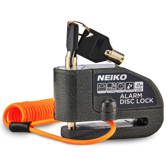 NEIKO 52908A - Candados de motocicleta antirrobo con alarma, bloqueo de disco de motocicleta con alarma, sensor de movimiento antirrobo, freno de bloqueo de seguridad, bloqueo de alarma universal para motocicletas, bicicletas y más