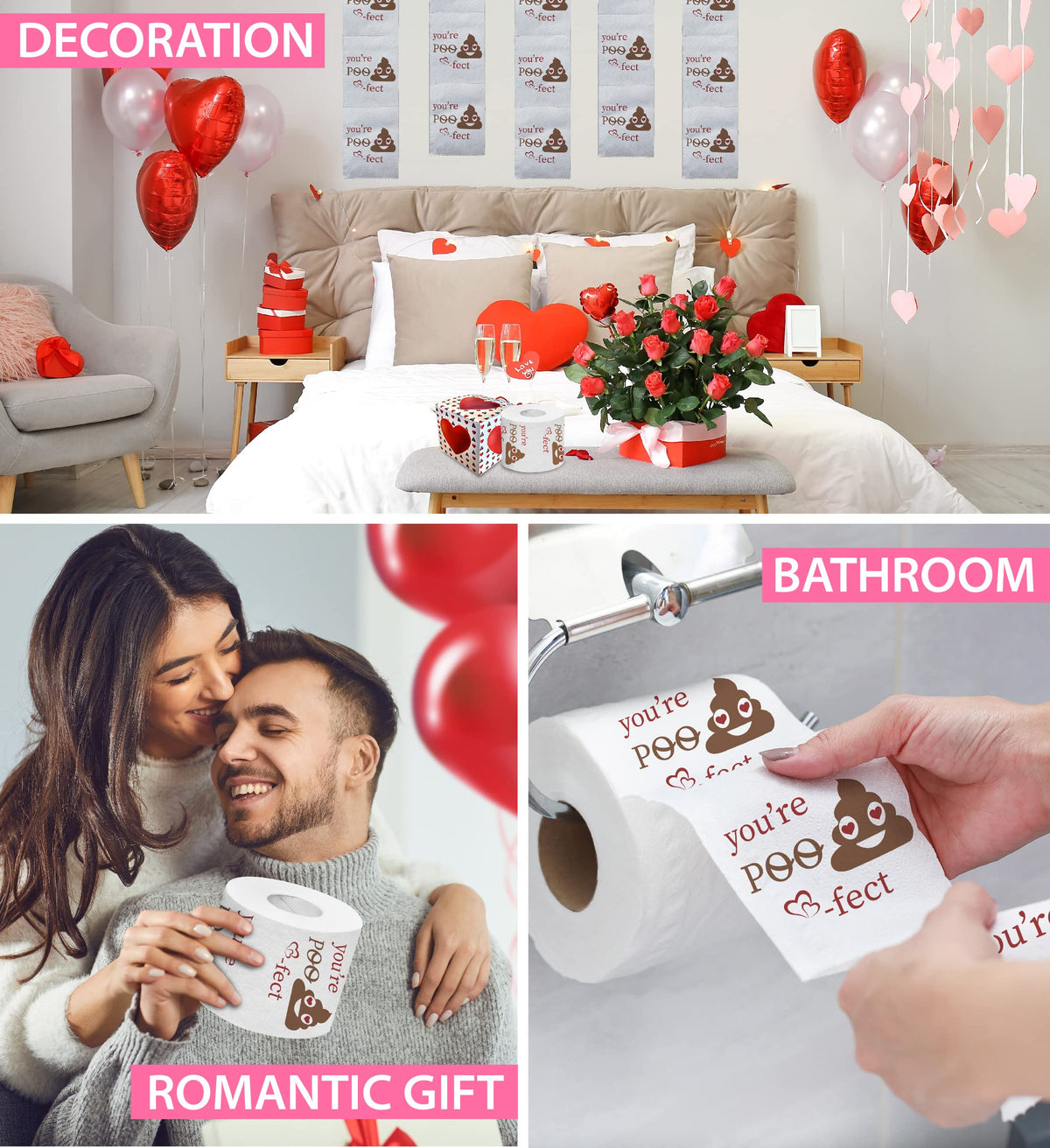 Rollo de Papel Higiénico Impreso TP You're Poo-Fect San Valentín 500 Hojas