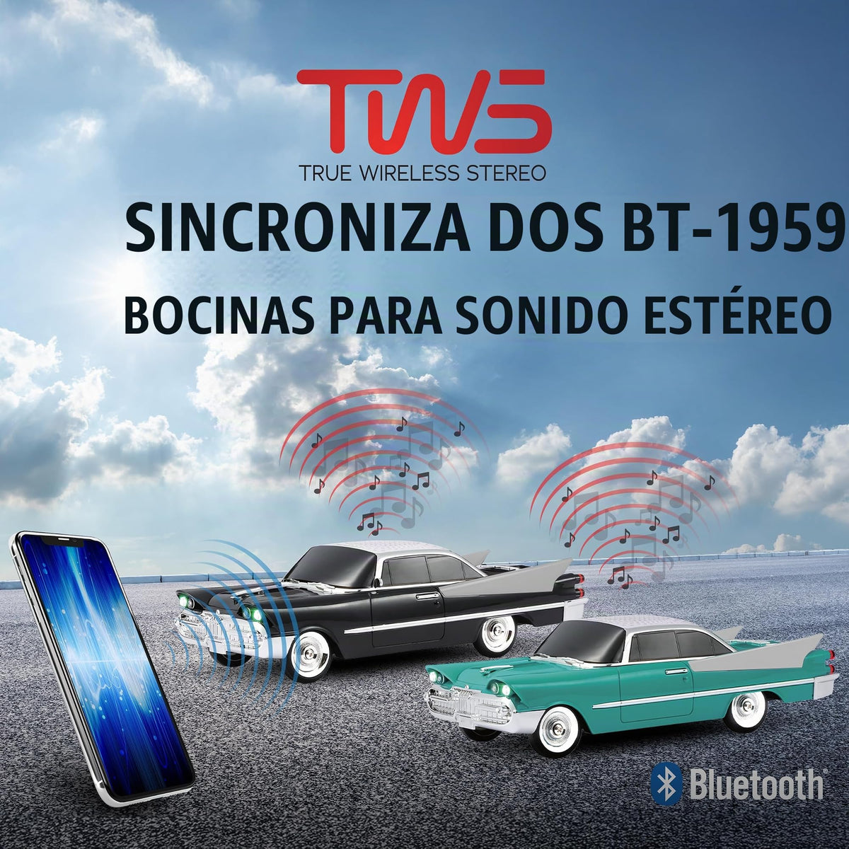 Altavoz Retro QFX Esmeralda con Bluetooth y Luces LED para Coche