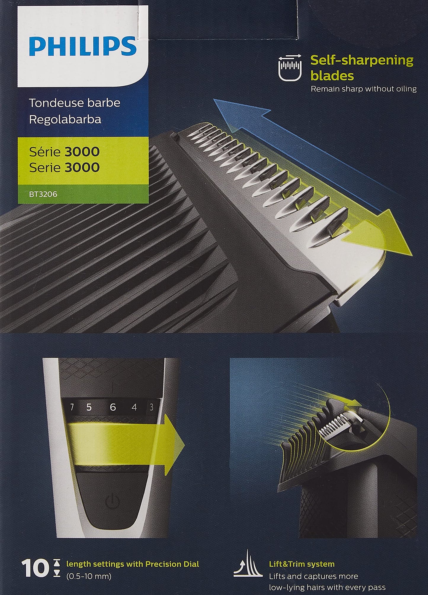 Barbero Philips Beardtrimmer Series 3000 Lift & Trim 10 Posiciones