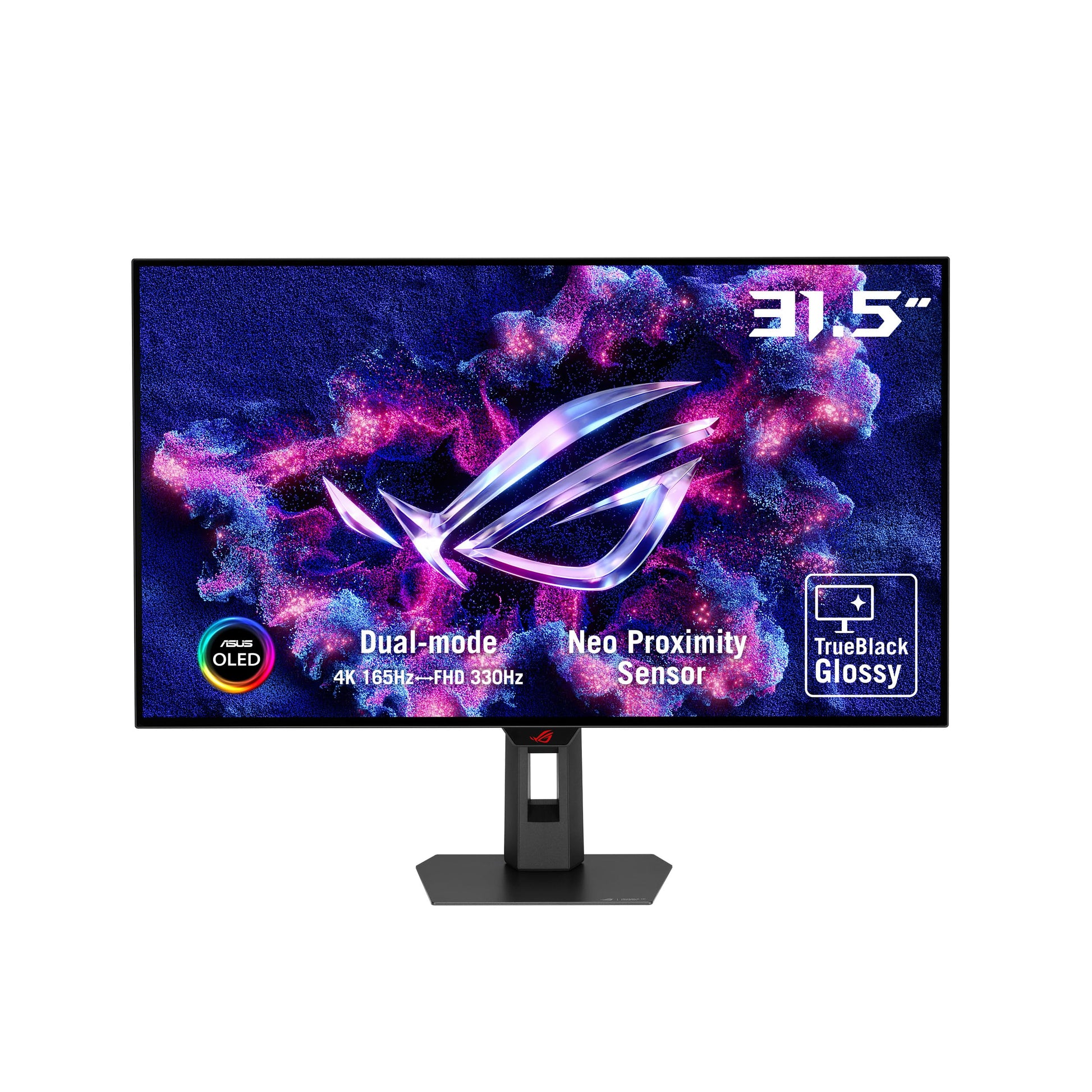 ASUS ROG Strix Monitor para Juegos OLED 4K de 32 Pulgadas (XG32UCWG) - TrueBlack Glossy OLED, Modo Dual (4K@165Hz, FHD@330Hz), 0.03ms, Compatible con G-Sync, Sensor de proximidad Neo, KVM automático