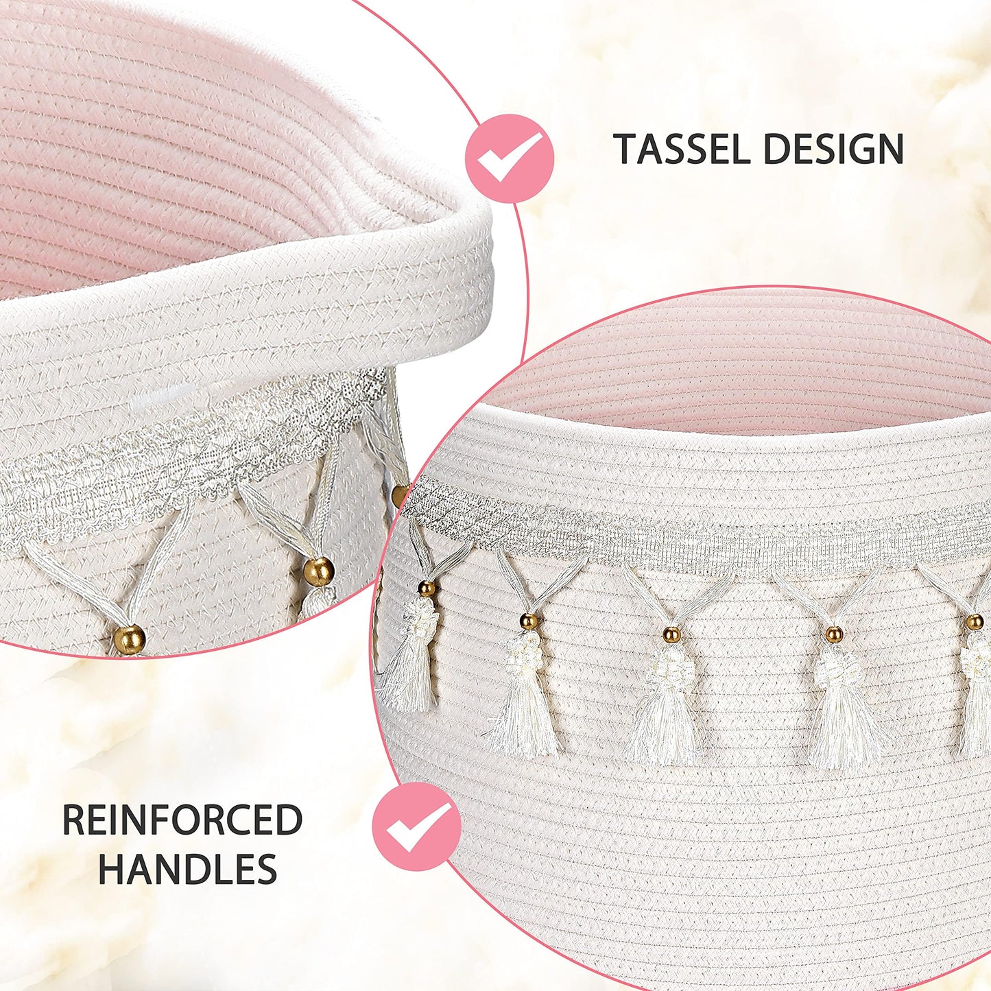 Childishness ndup Cesta grande de cuerda de algodón, cesta de almacenamiento tejida para juguetes, lavandería y manta organizadora, cesta redonda con asas para habitación de niños, 45 cm x 43 cm