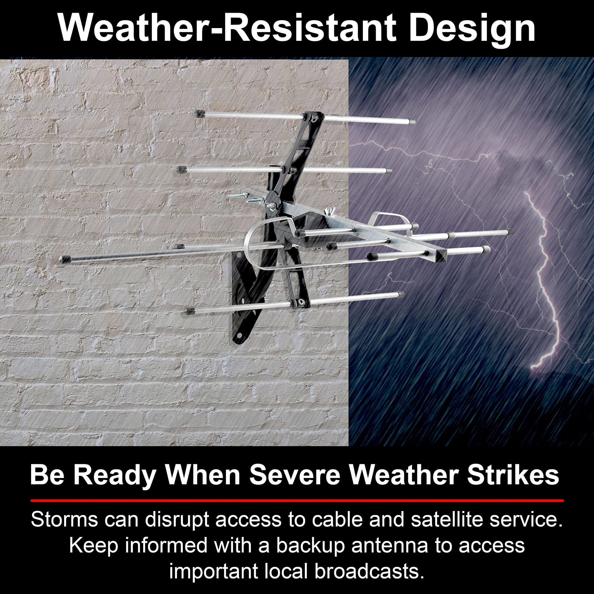 UltraPro Outdoor Antenna, Long Range Antenna, 4K 1080P VHF UHF HDTV Antenna, J Mount Included, Also Indoor Attic Mountable, Weather Resistant, 65000