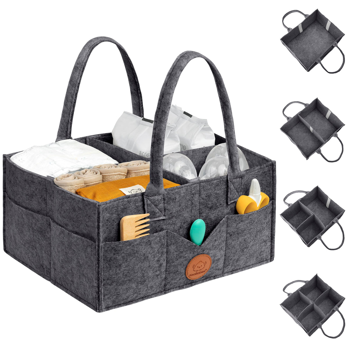 KeaBabies Organizador de pañales para bebé con asa, portátil (gris místico)