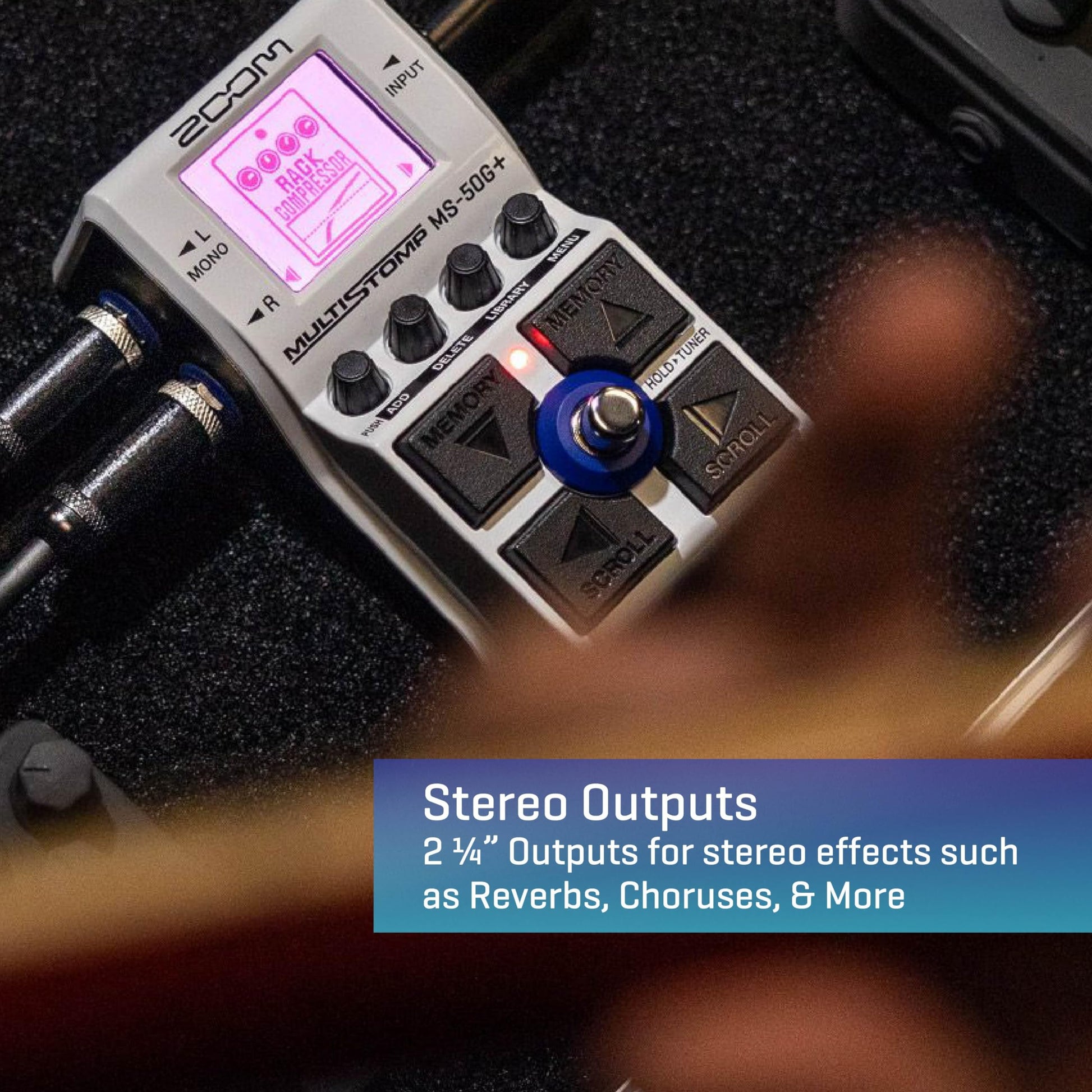 Pedal de Efectos Zoom MS-50G Multistomp Guitarra Estéreo con 100 Efectos y Sintonizador