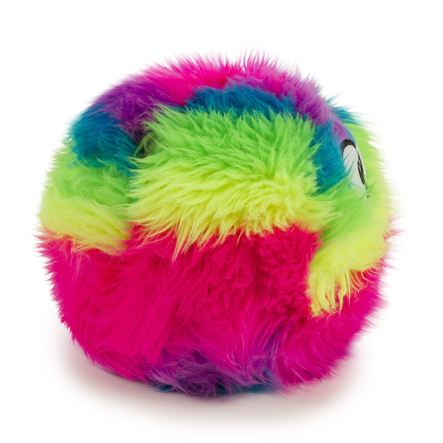 goDog Furballz - Pelota de Peluche chirriante para Perro, tecnología de protección masticable, Arco Iris, Grande