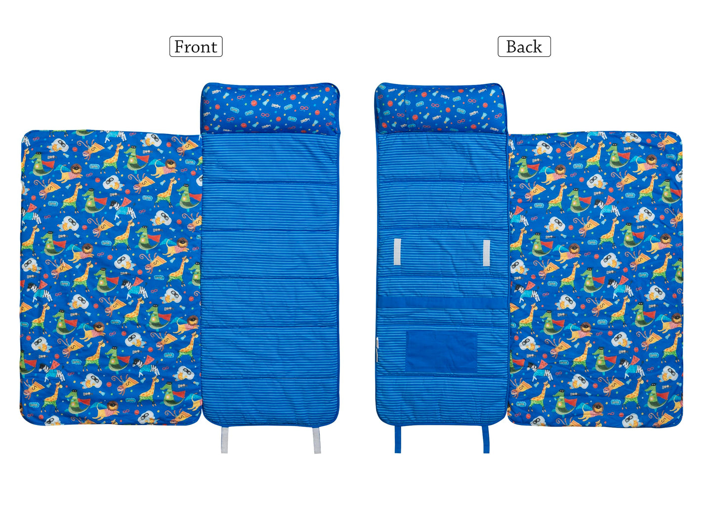 Maison d'Hermine - Tapete de siesta de superhéroe con almohada y manta reutilizables de 55 x 27 x 1.5 pulgadas, para niños y niñas, tapete de dormir preescolar con correas de transporte para el