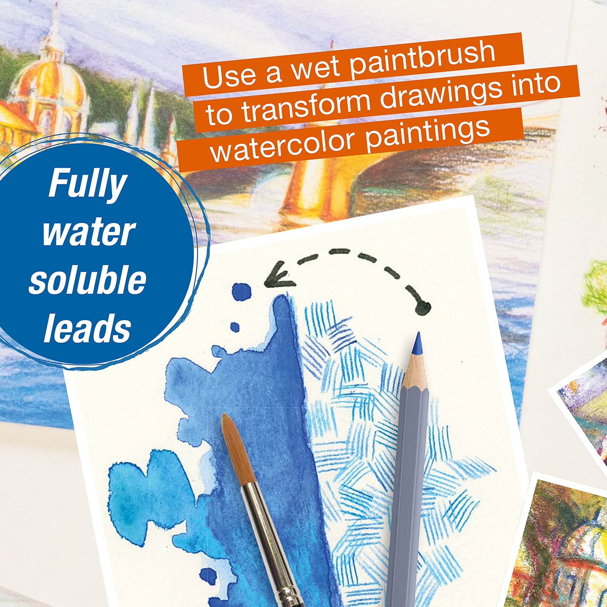 Faber-Castell Colores Goldfaber Acuarelables Para Arte con 48 Distintos Colores, estos lápices acuarelables permiten crear dibujos detallados como efectos acuarelados teniendo una experiencia creativa