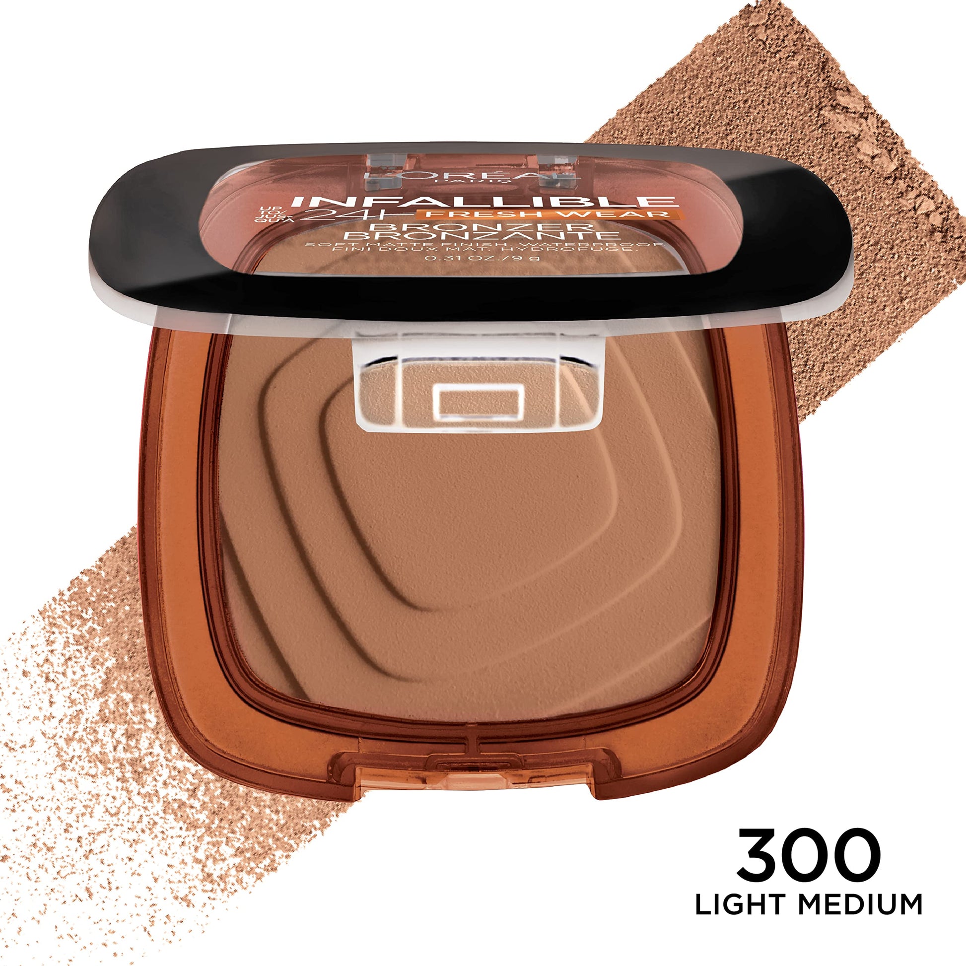 L'Oréal Paris, Infallible 32h Freshwear Soft Matte Bronzer, Tono 300 light medium, 9g