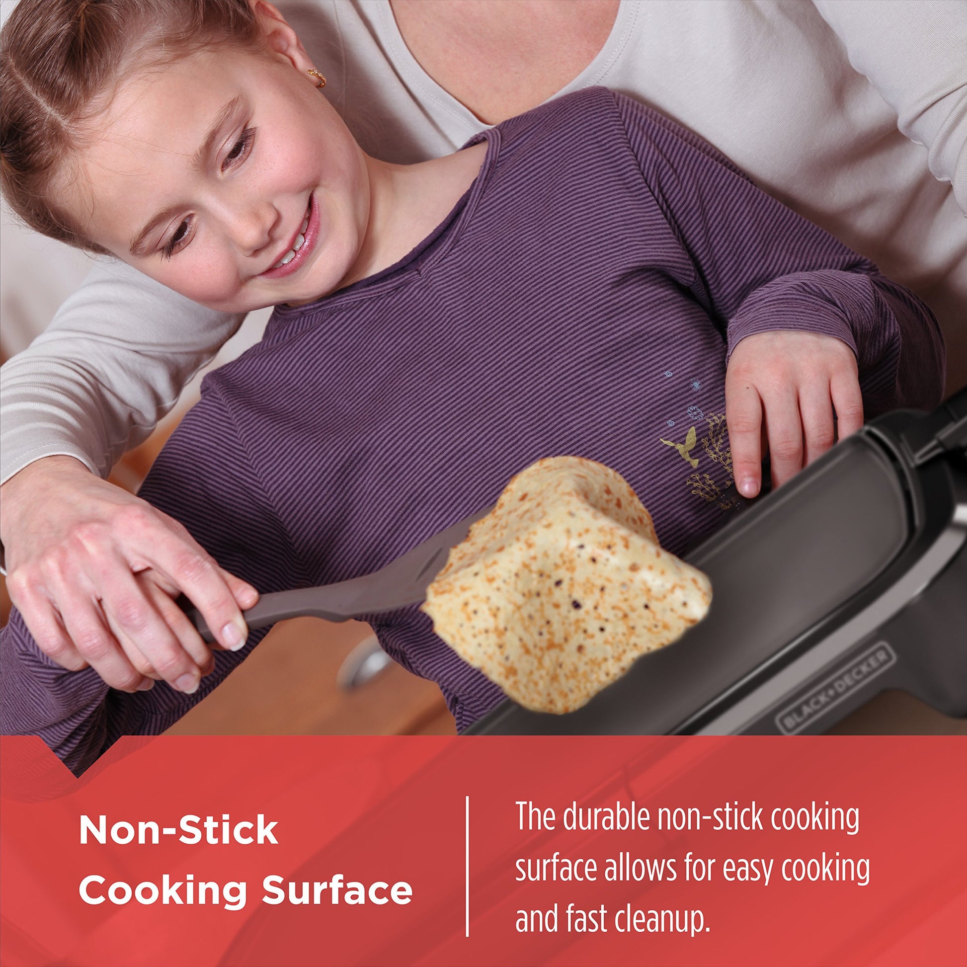 Plancha Eléctrica Black + Decker Negra con Recubrimiento Antiadherente y Canal para Grasa