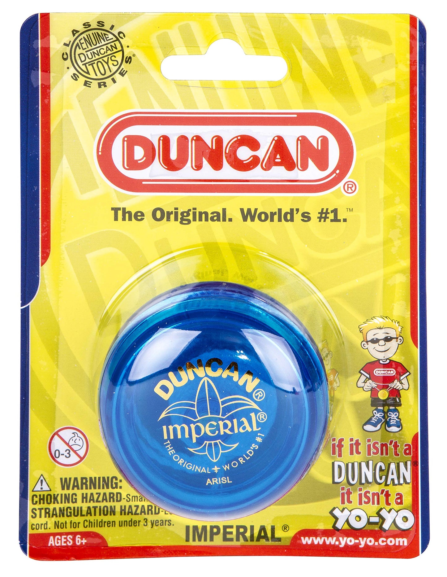 Duncan Imperial Yo-Yo de Cuerdas para Principiantes con Espacio Estrecho para Cuerdas, Eje de Acero, Cuerpo de plástico, Juego de bucles, Varios Colores, Azul