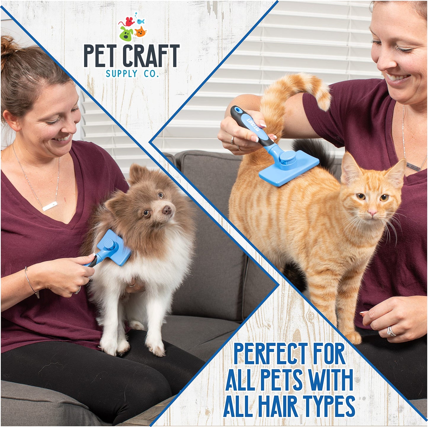 Cepillo de limpieza para mascotas para gatos y perros de pelo corto y largo, pequeño, mediano y grande, con cerdas de metal, para eliminar el desprendimiento, desenredante, cachorro, gatito