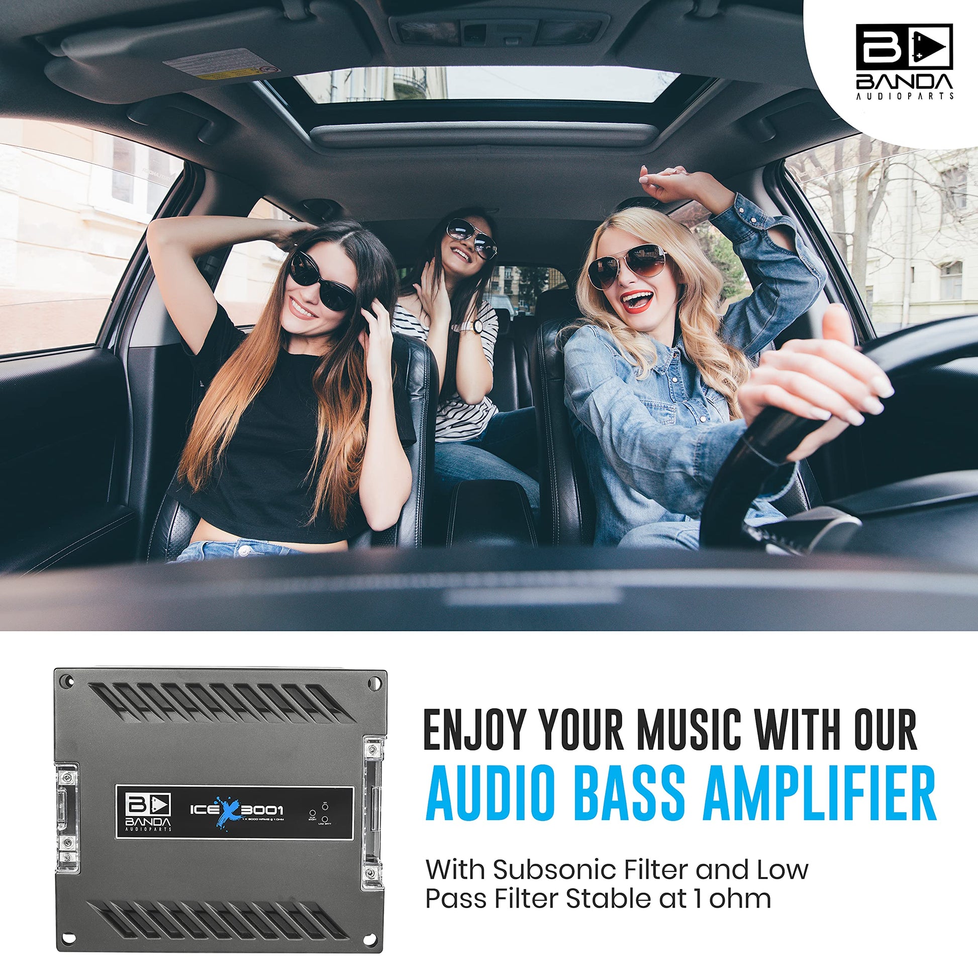 Banda Ice X 3001-1 Canal 3000 W RMS 1 Ohm Amplificador de Coche