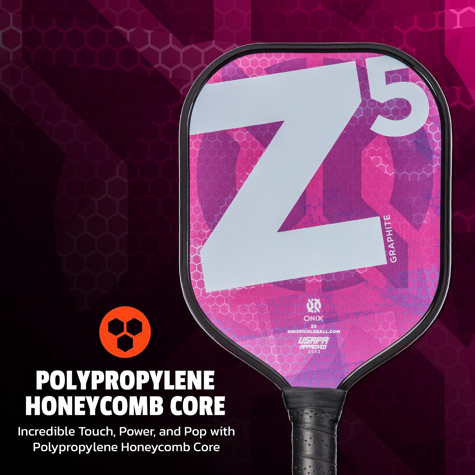 Pala de Pickleball ONIX Graphite Mod Z5 Grafito Fibra de Carbono con Agarre Cómodo
