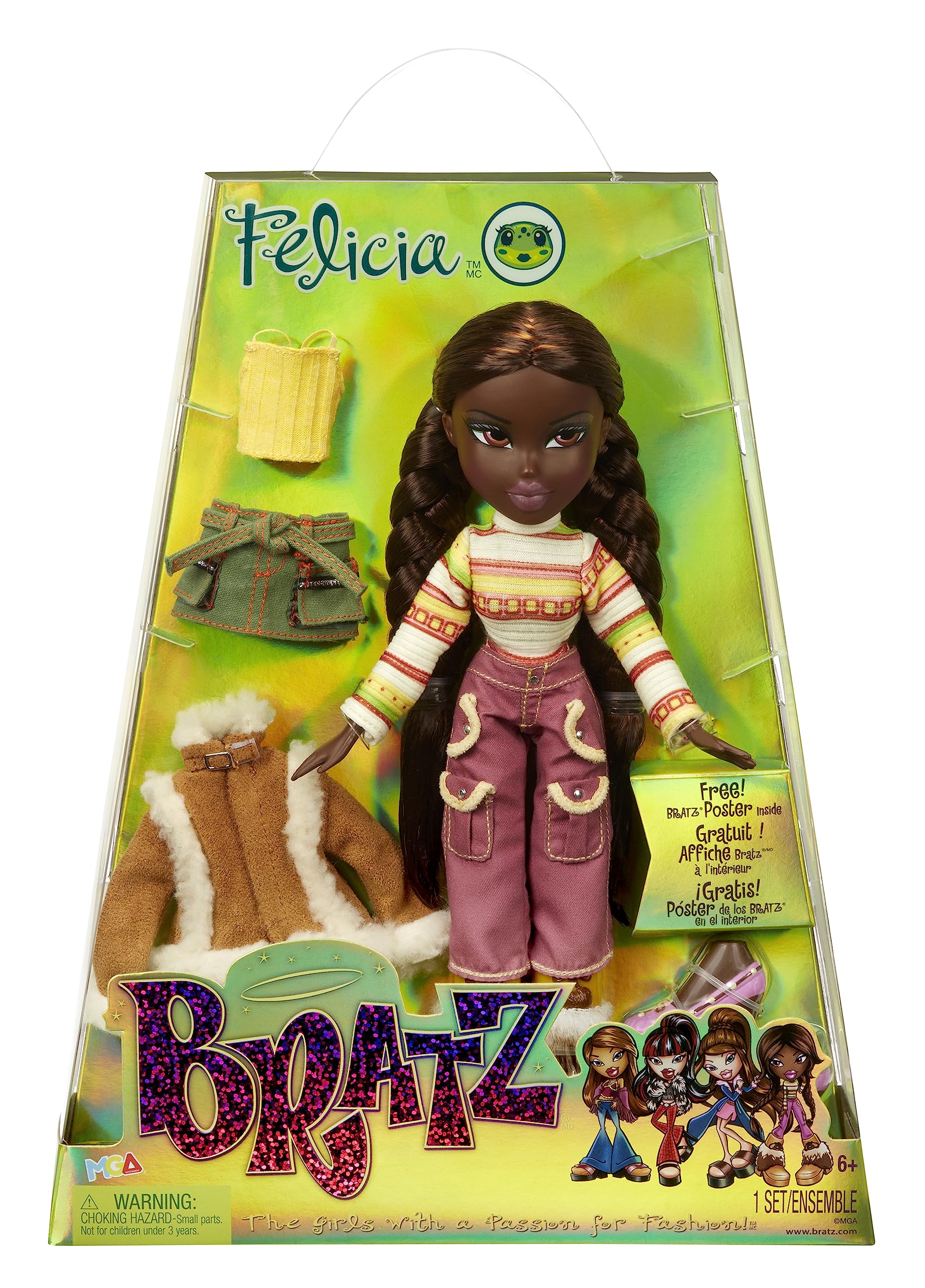 Bratz Muñeca de Moda - Felicia - Serie 3 - Muñeca, 2 Conjuntos y póster - para coleccionistas y niños y niñas Mayores de 6 años