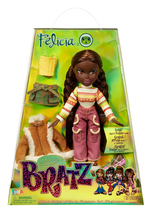 Bratz Muñeca de Moda - Felicia - Serie 3 - Muñeca, 2 Conjuntos y póster - para coleccionistas y niños y niñas Mayores de 6 años