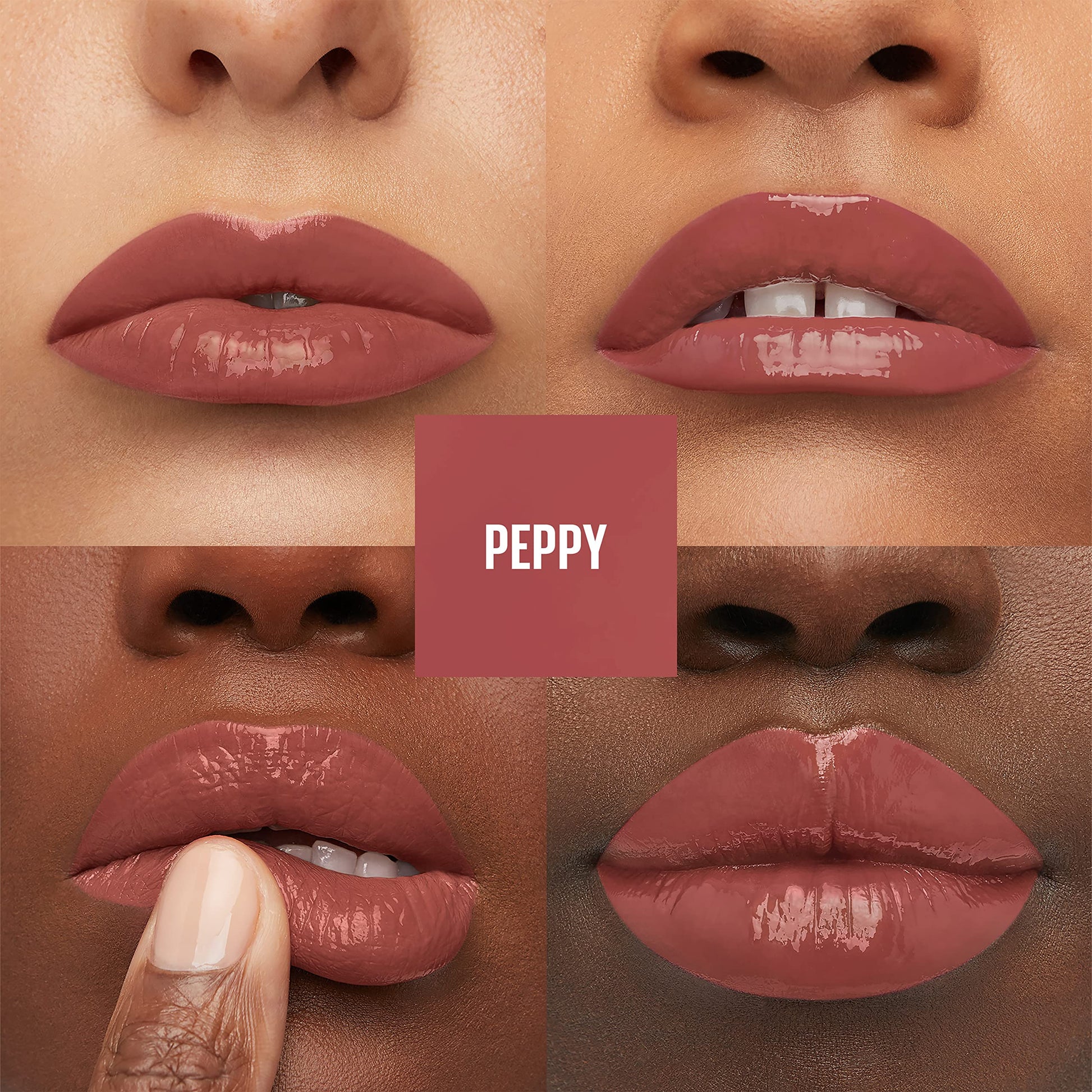 Labial Líquido Brillante, Maybelline Superstay Vinyl Ink Nudes tono Peppy, 4.2ml + Labial líquido brillante Super Stay Vinyl Ink Lippy