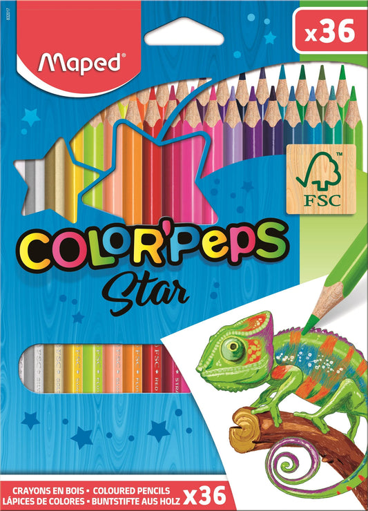 Maped 832017ZV Lápices de Colores X 36, Caja de Cartón, pack of/paquete de 36, Multicolor