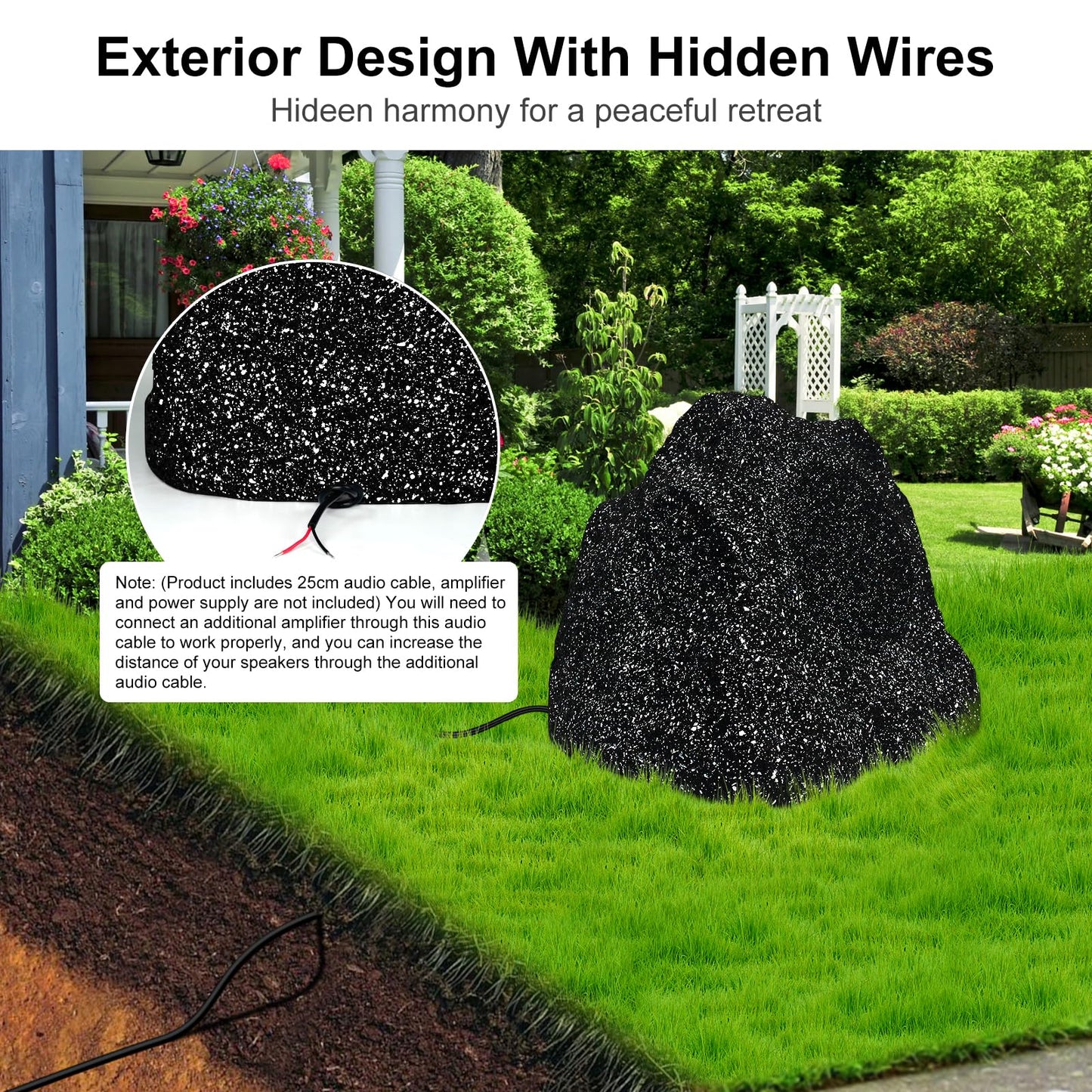 Herdio 8 "Altavoces de Roca al Aire Libre Hardwired 600 vatios, IPX6 diseño Resistente al Agua para Piscina, jardín, terraza, y Actividades al Aire Libre (Pareja) (6.5)