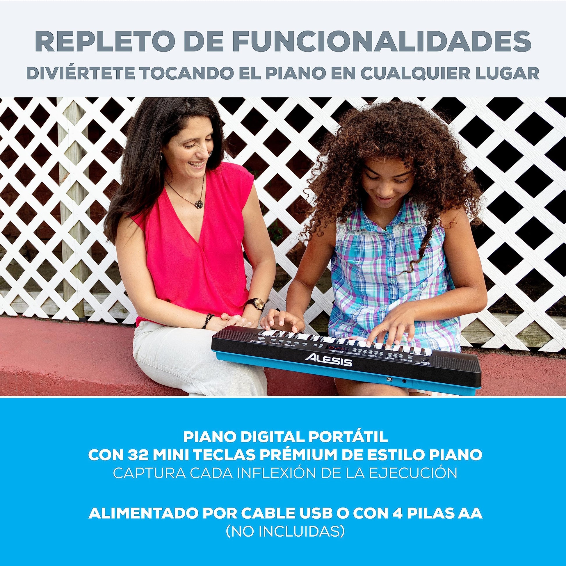 Alesis Melody 32 – Piano eléctrico, piano para niños con 32 teclas, altavoces, Teclado Musical con 300 sonidos, 40 demos, conectividad USB-MIDI