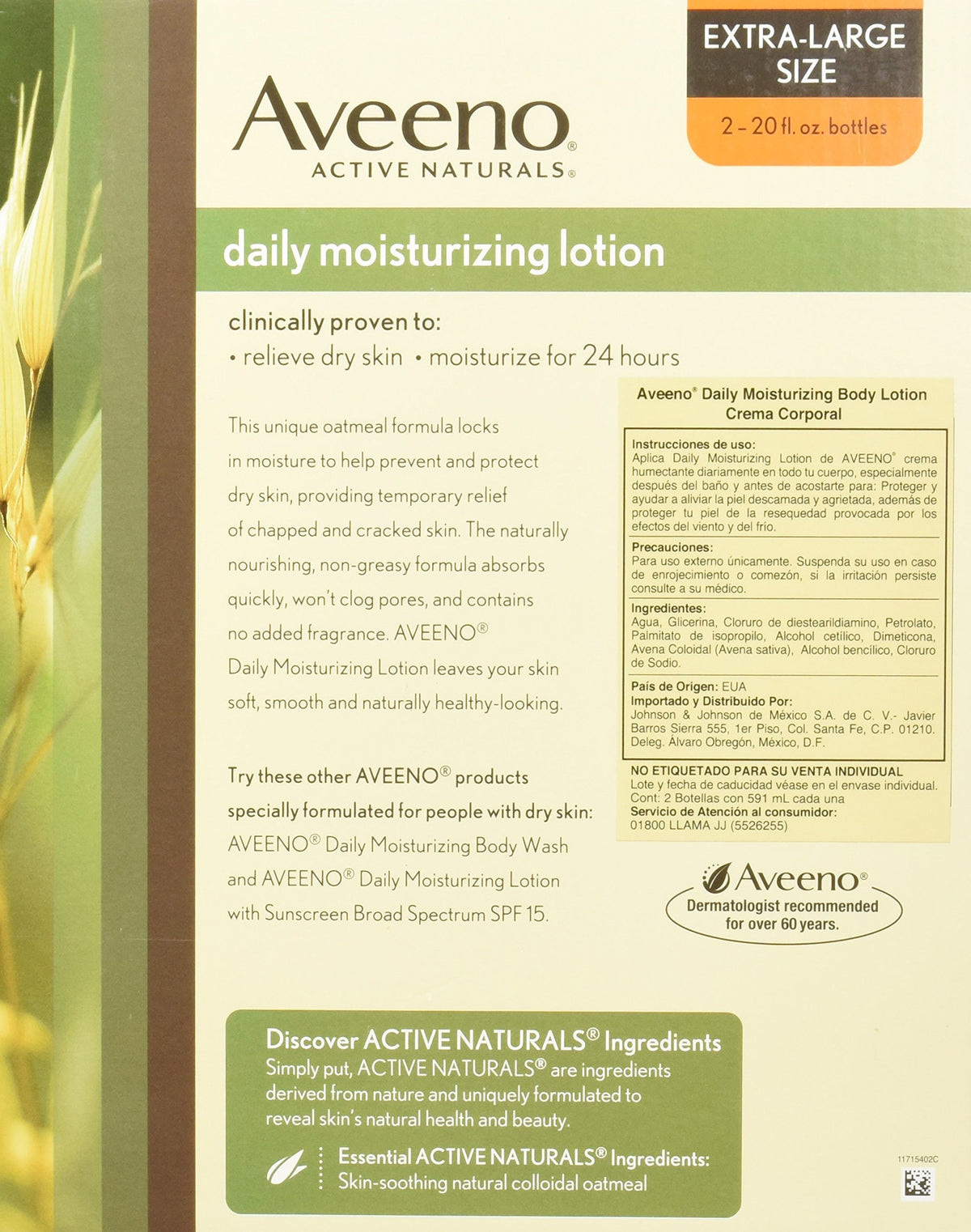 Aveeno Daily Moisturizing Lotion, 20 Oz, 2 Pack