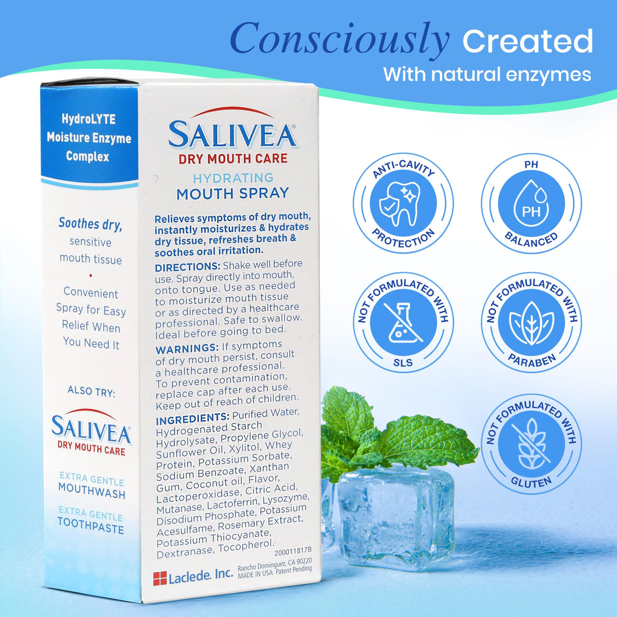Spray Hidratante Salivea Menta con Xilitol para Boca Seca y Mal Aliento