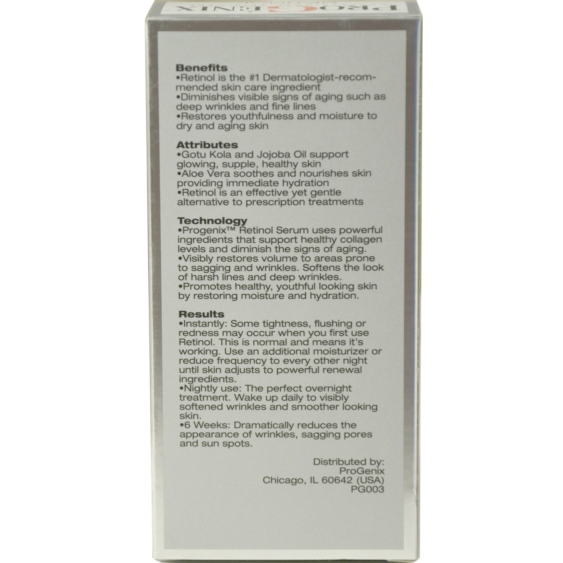 Progenix Professional Skin Care Retinol Serum. Anti-Wrinkle Face serum targets deep wrinkles and dark spots. 1oz