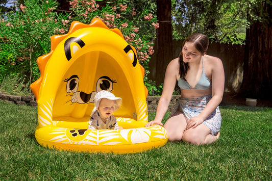 Piscina Inflable Poolmaster león bebé pequeño con sombrilla para niños