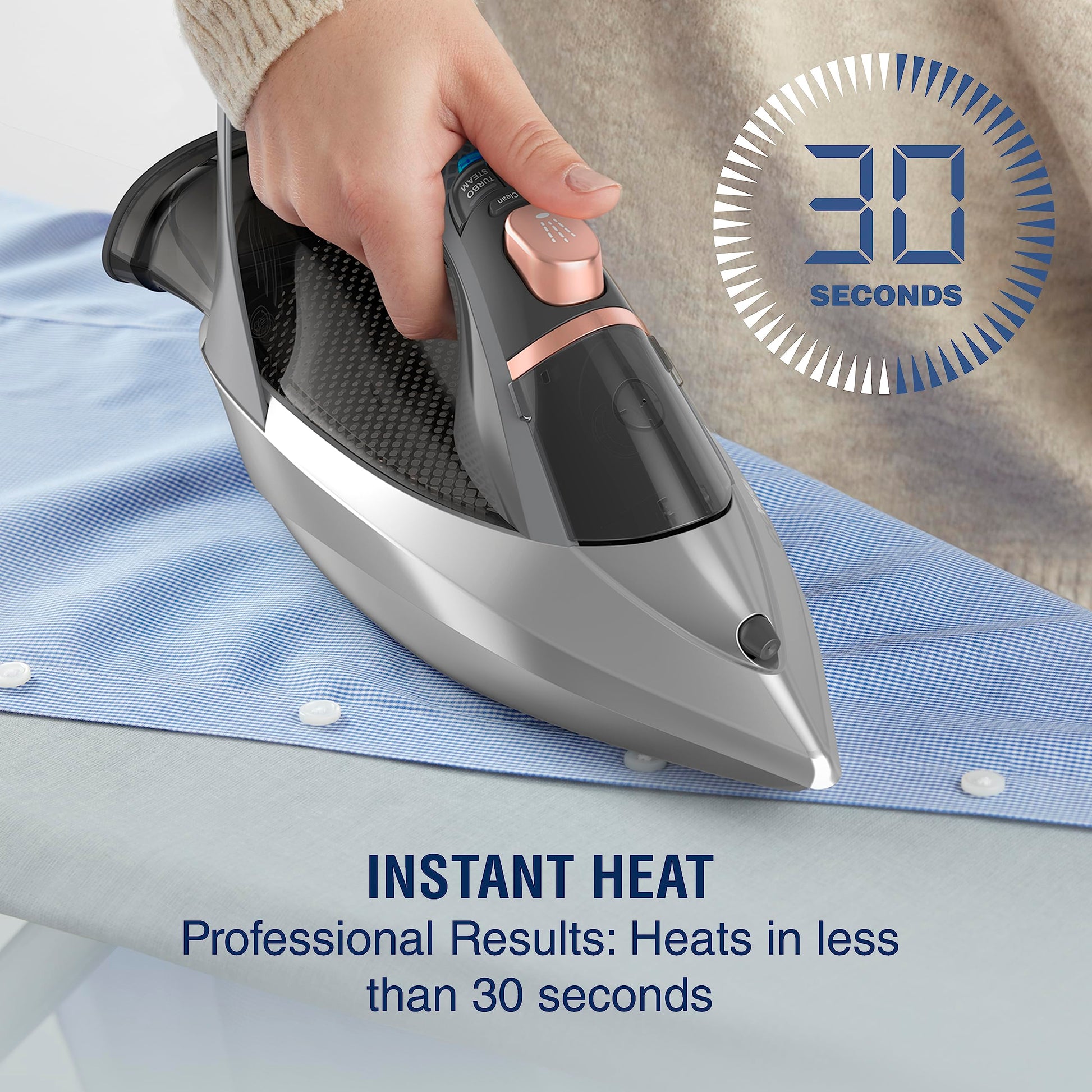 Conair GlideLite - Plancha de vapor profesional para ropa, tecnología simple de una temperatura, sin fricción y fácil deslizamiento