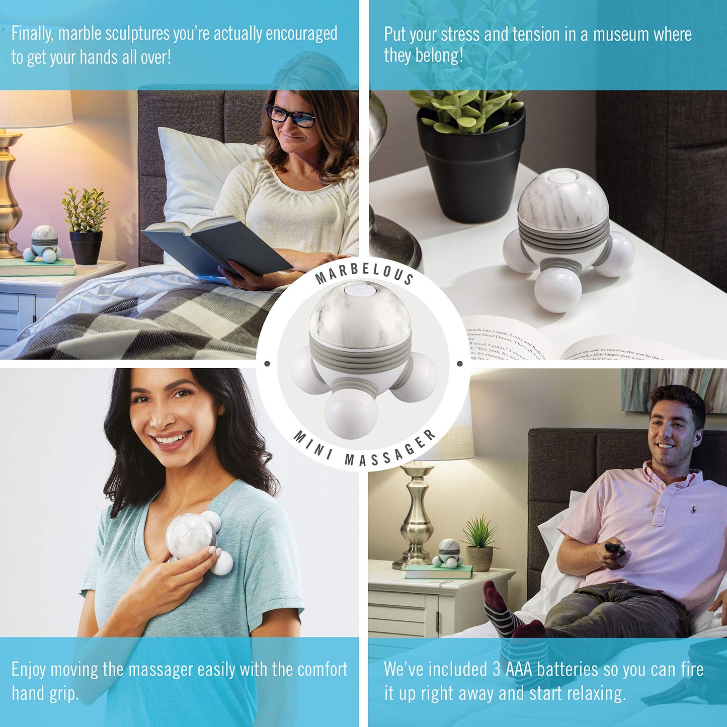 HoMedics Marbelous Mini Masajeador con Vibración Masaje con Agarre Confort y Pilas Incluidas