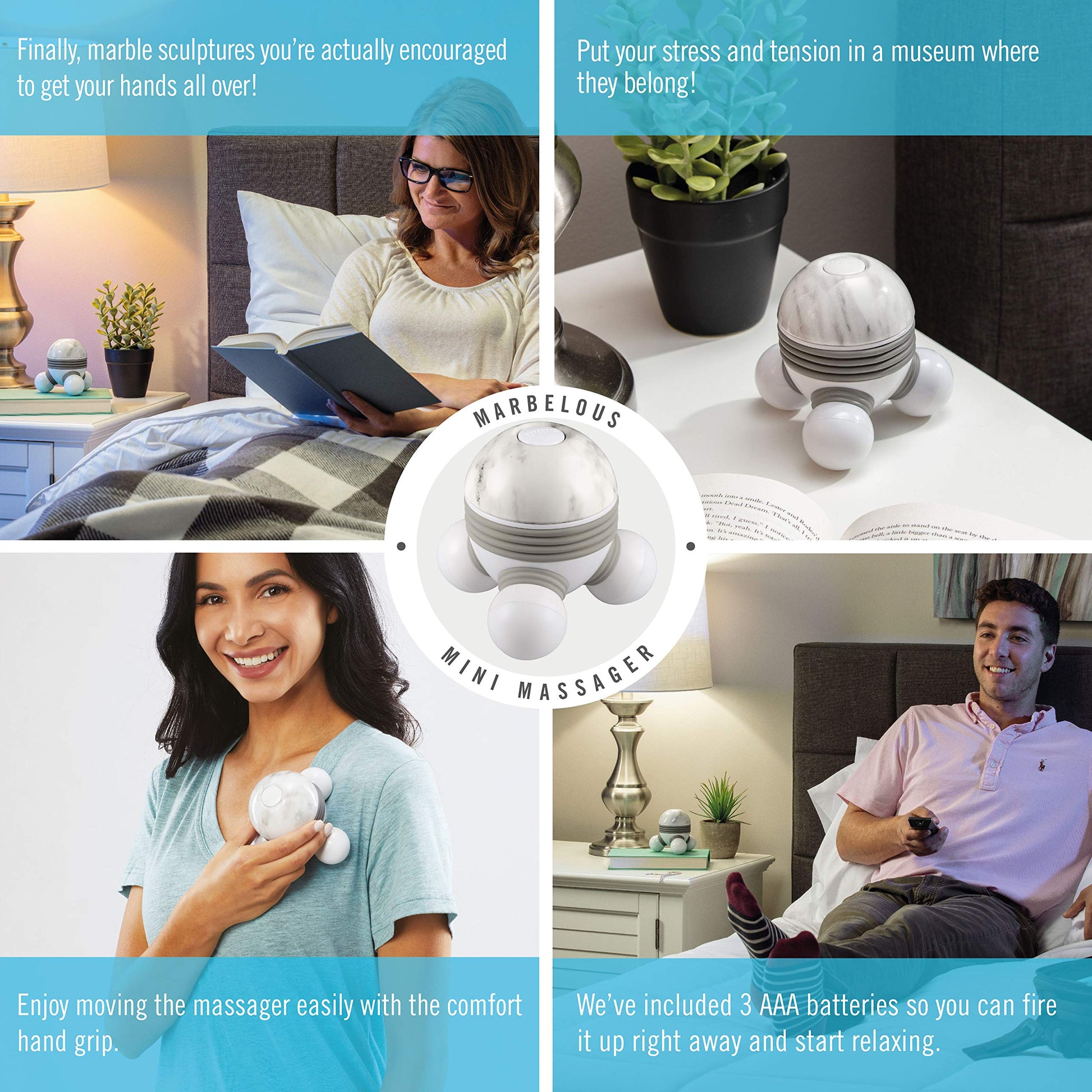 HoMedics Marbelous Mini Masajeador con Vibración Masaje con Agarre Confort y Pilas Incluidas