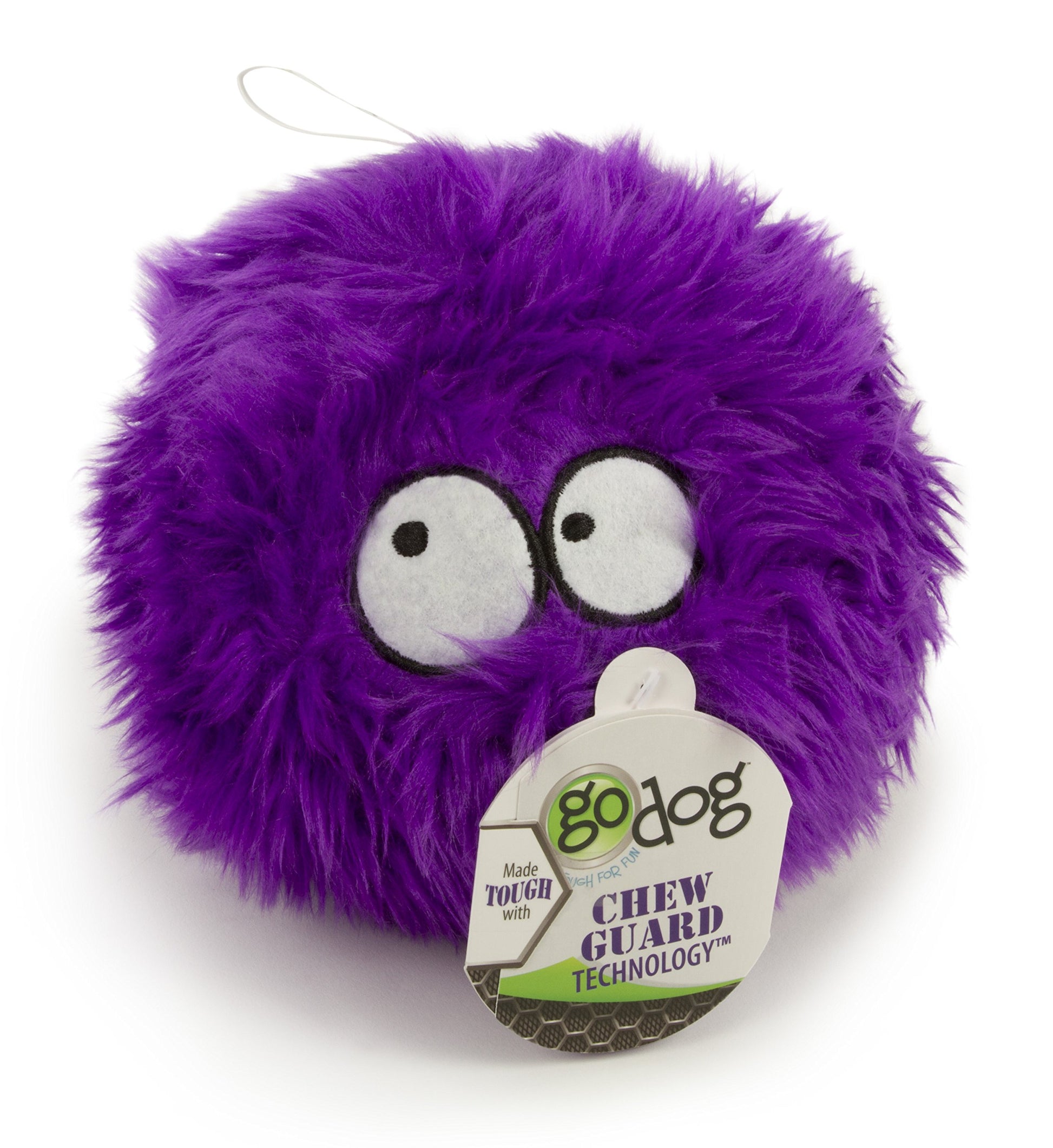 goDog Furballz Squeaky Pelota de Peluche para Perro, Tecnología Chew Guard - Morado, L