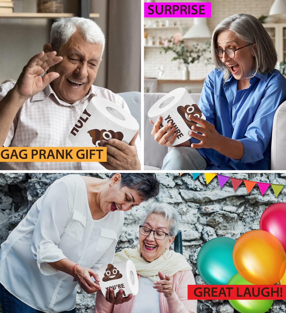 Papel Higiénico Holy Poop Impreso Sorpresa Divertida para Cumpleaños 70