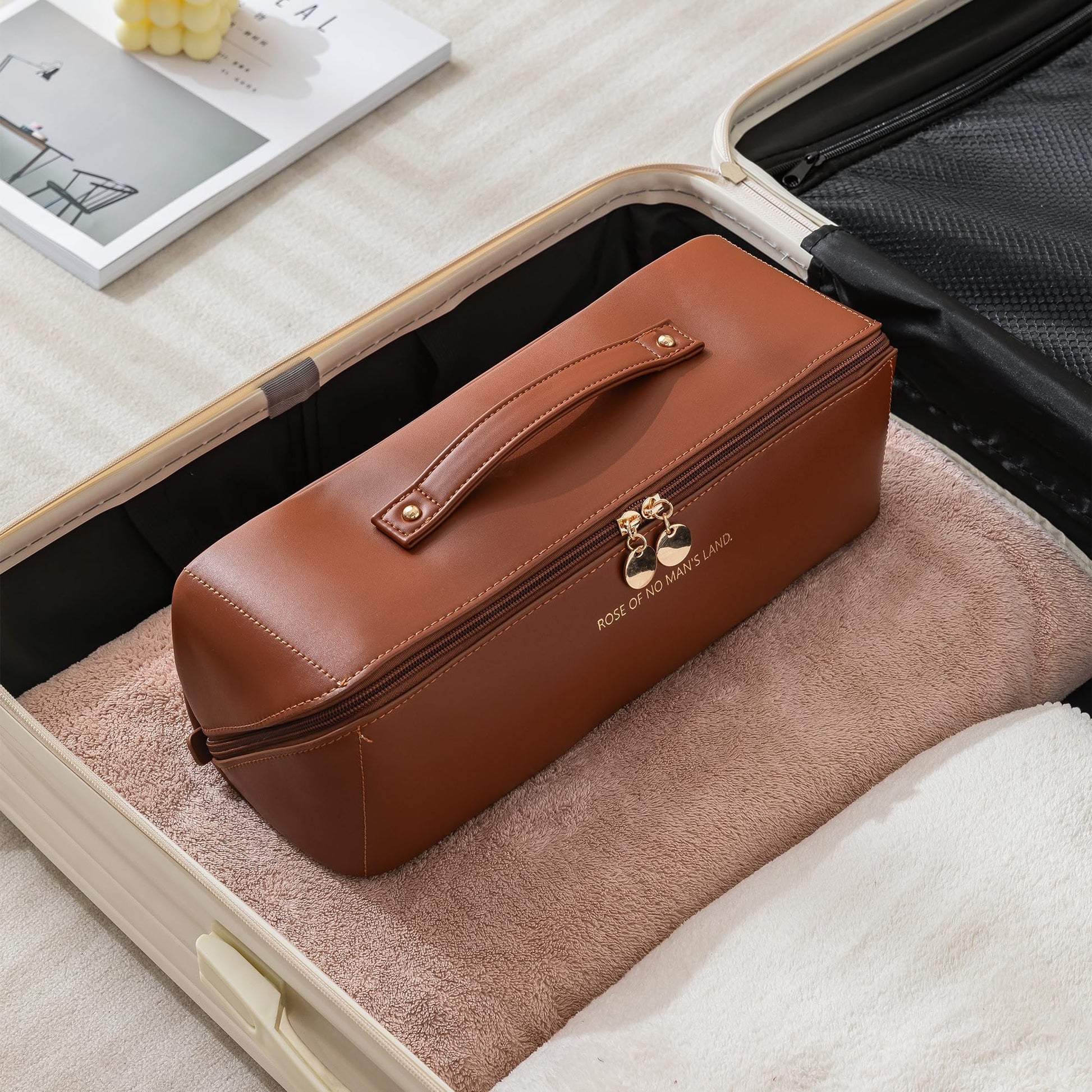 Linpr Estuche de Viaje Compatible con Dyson Airwrap Styler, Bolsa de Almacenamiento de Viaje Portátil para Secador de pelo, Estuche Organizador Impermeable para Shark Flexstyle (Marrón)