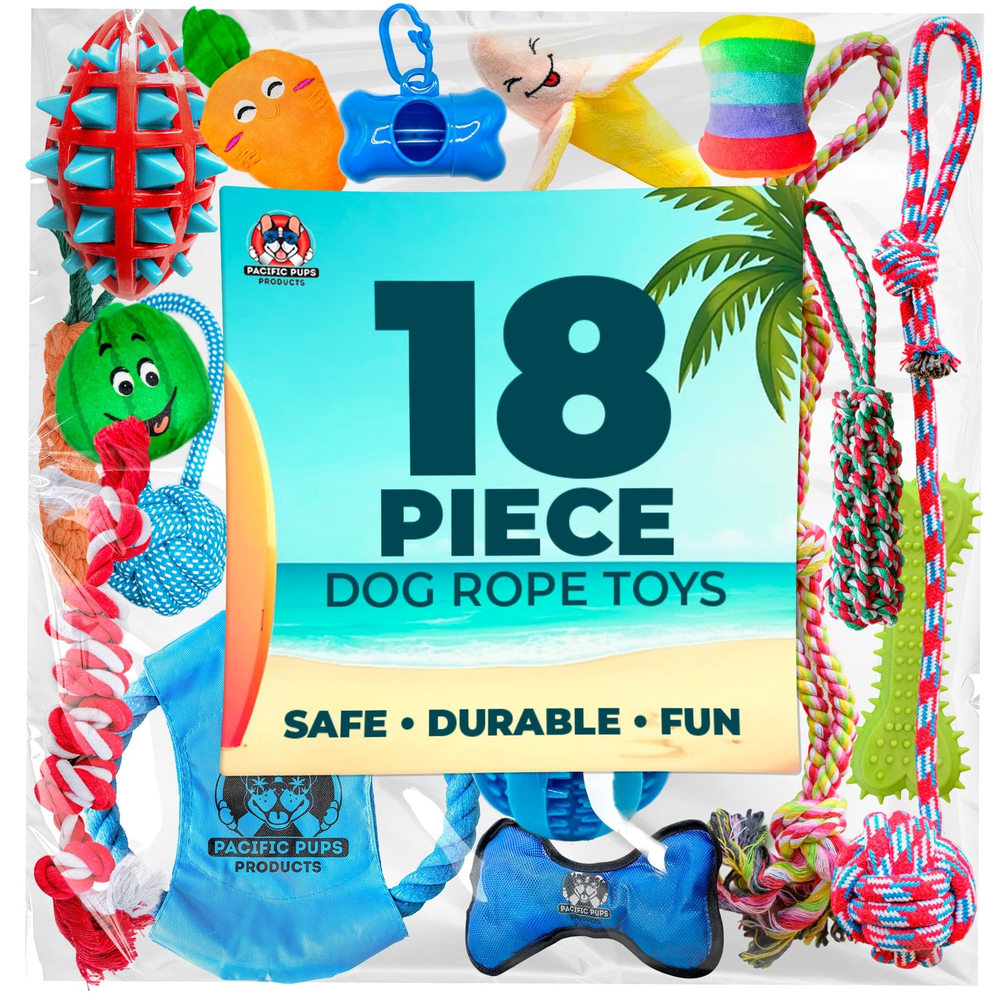 Juego de Juguetes para Perros Pacific Pups Multicolor 18 Piezas