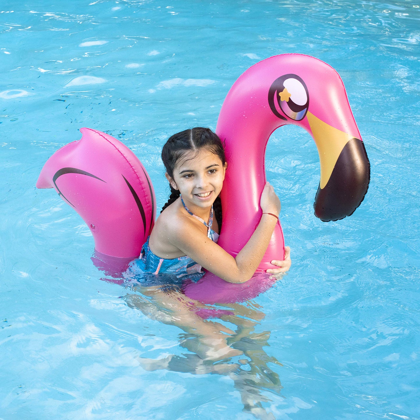 Fideos LED iluminados con flamenco para montar en la piscina
