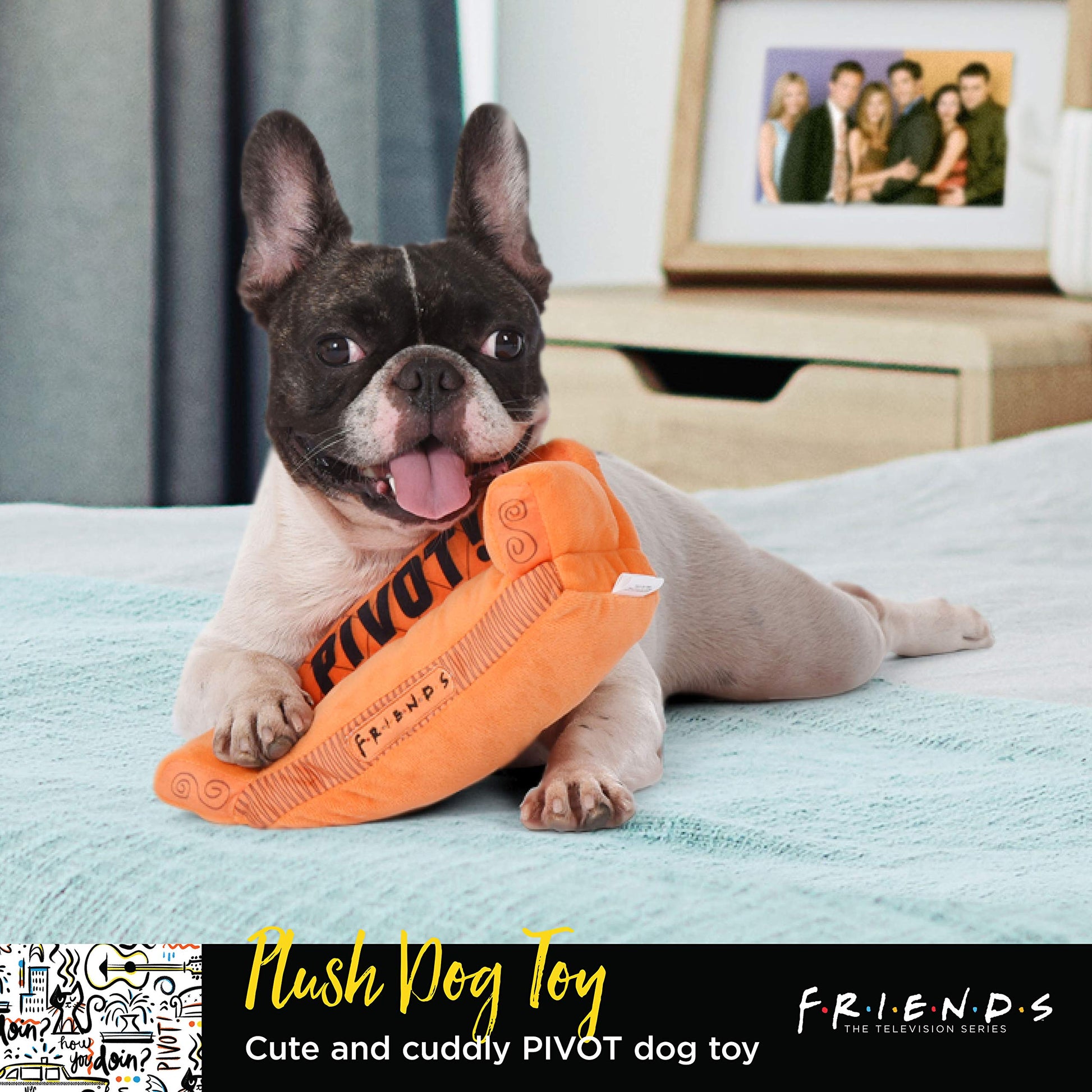 Friends the TV Show Amigos - Juguete para Perro, sofá pivotante Naranja de Friends TV Show Peluche Animal Dog Toy Friends TV Show Merchandise Peluche Dog Toy de 10 Pulgadas (FF13115)