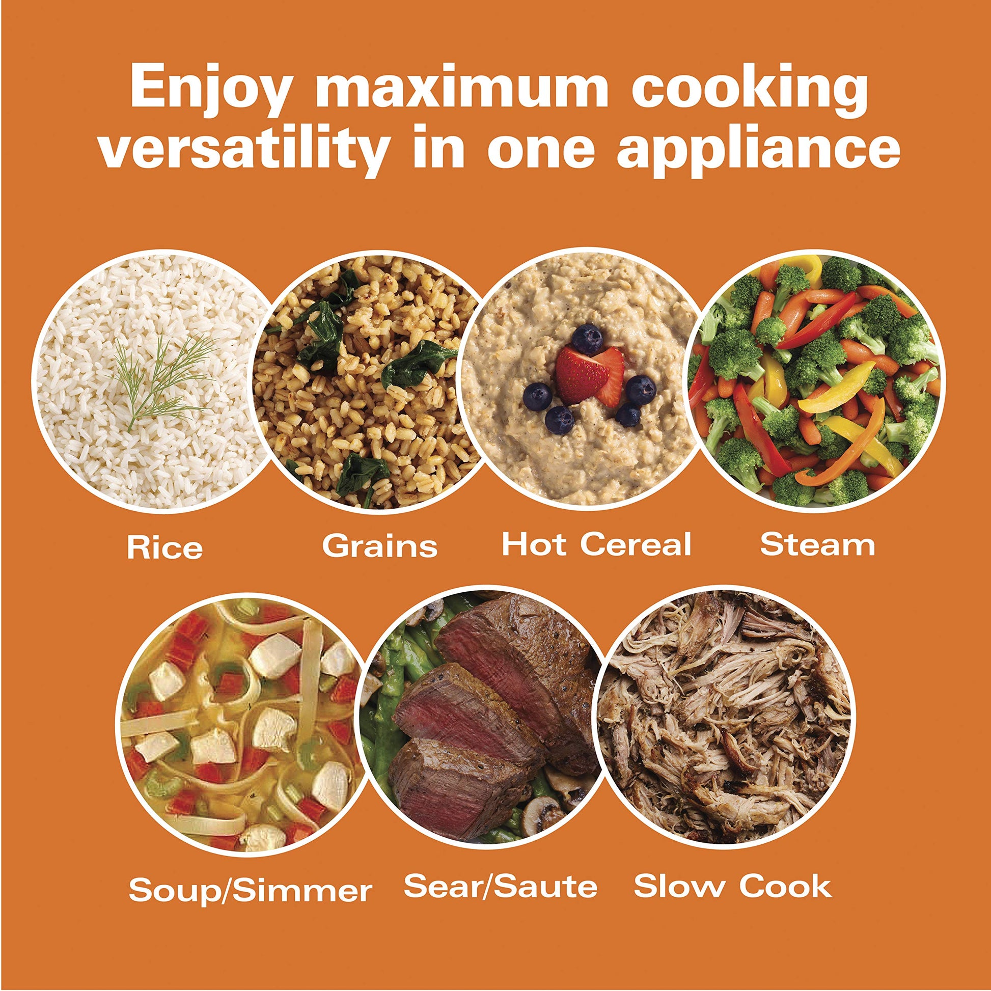 Hamilton Beach - Arroz digital programable y vaporizador de alimentos, 20 tazas cocidas (10 tazas sin cocinar), 14 ajustes preprogramados para saltear cereal caliente, sopa, olla antiadherente, acero