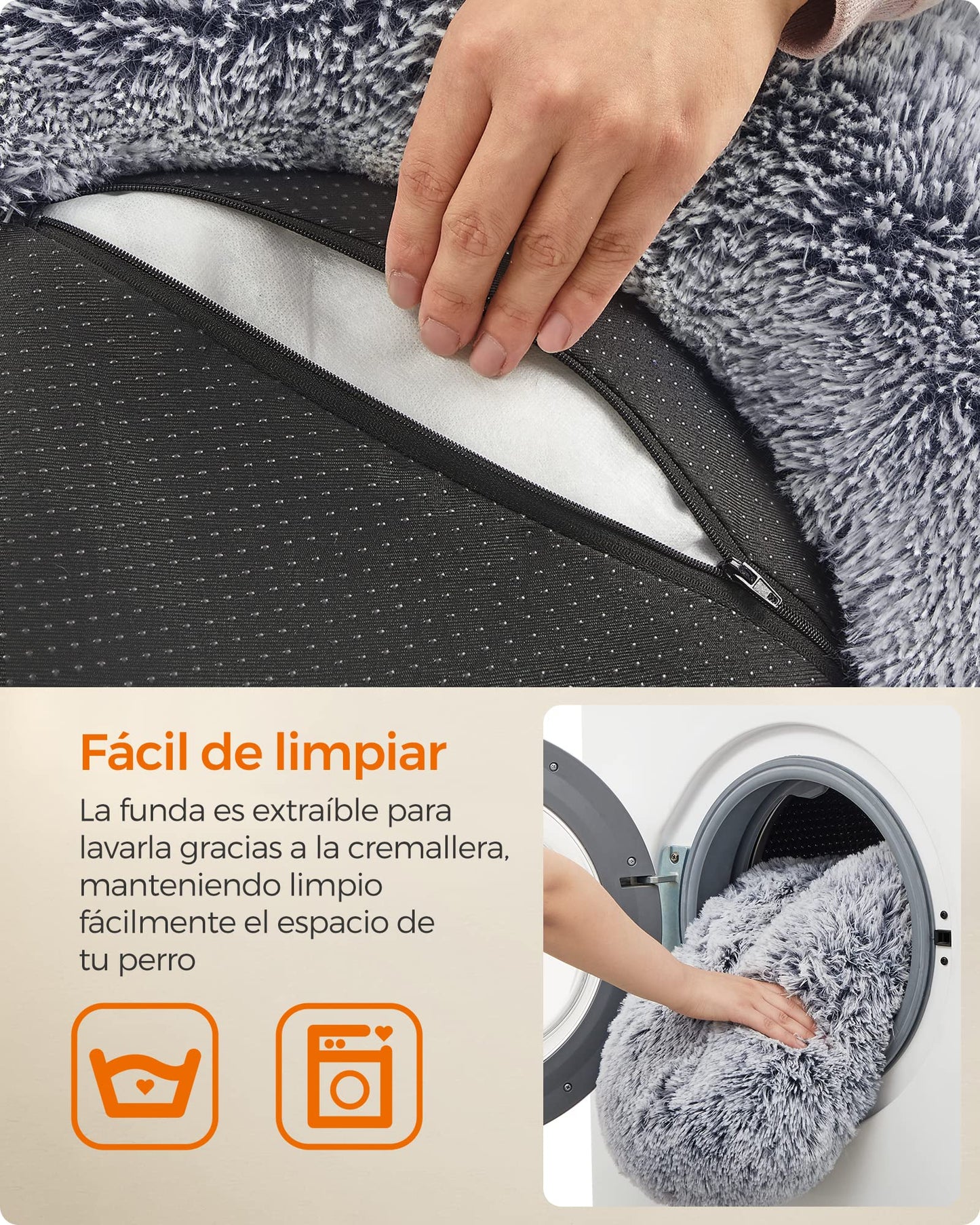 Cama de Perros Feandrea Gris Ombré con Cojín Extraíble y Lavable