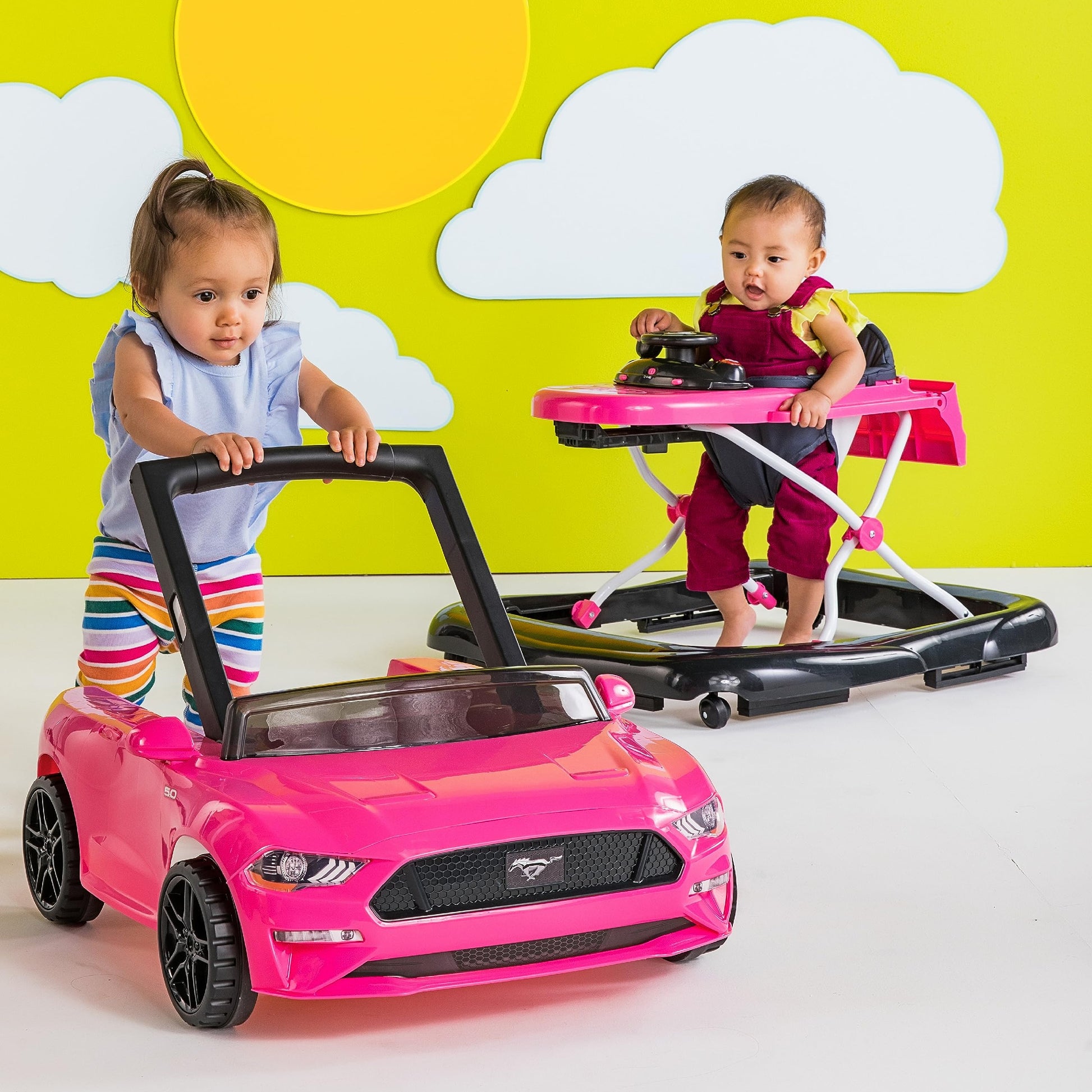 Bright Starts Andadera Ford Mustang 4 En 1, Rosa
