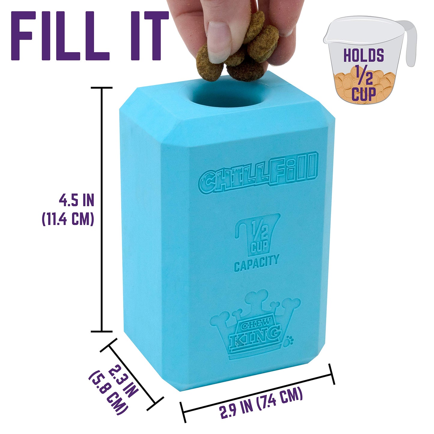Chew King Premium Treat Dog Toy, Large,Extremely Durable Natural Rubber Fillable Toy Collection, “Frozen Feeding”