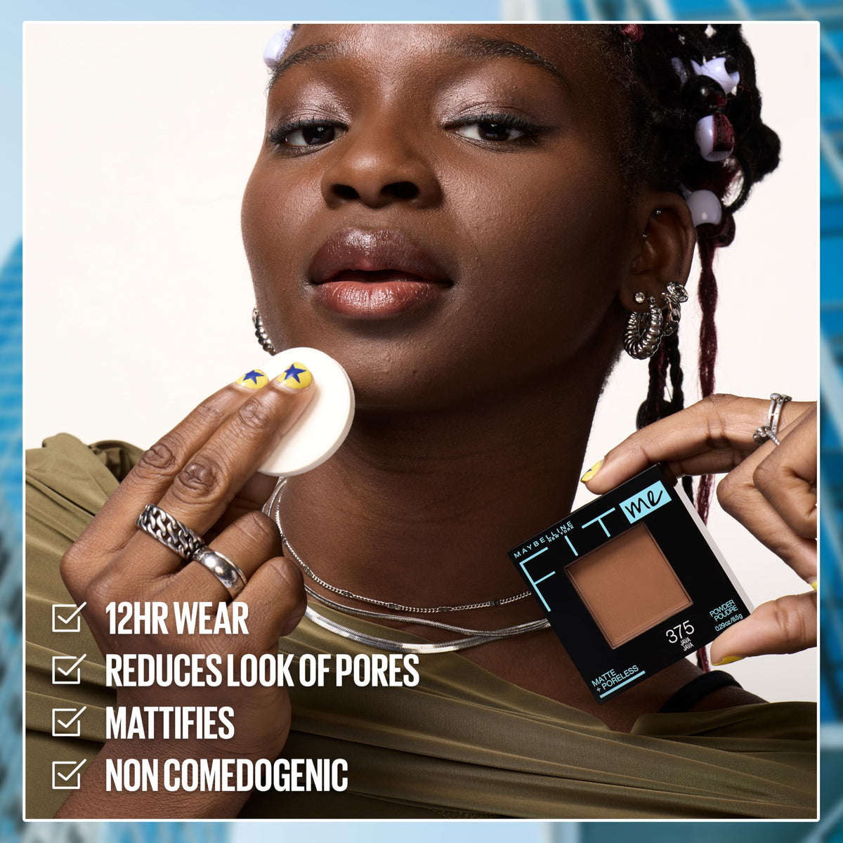 Maybelline New York Fit Me Mate + maquillaje en polvo sin poros, Buff Beige, 1 pieza