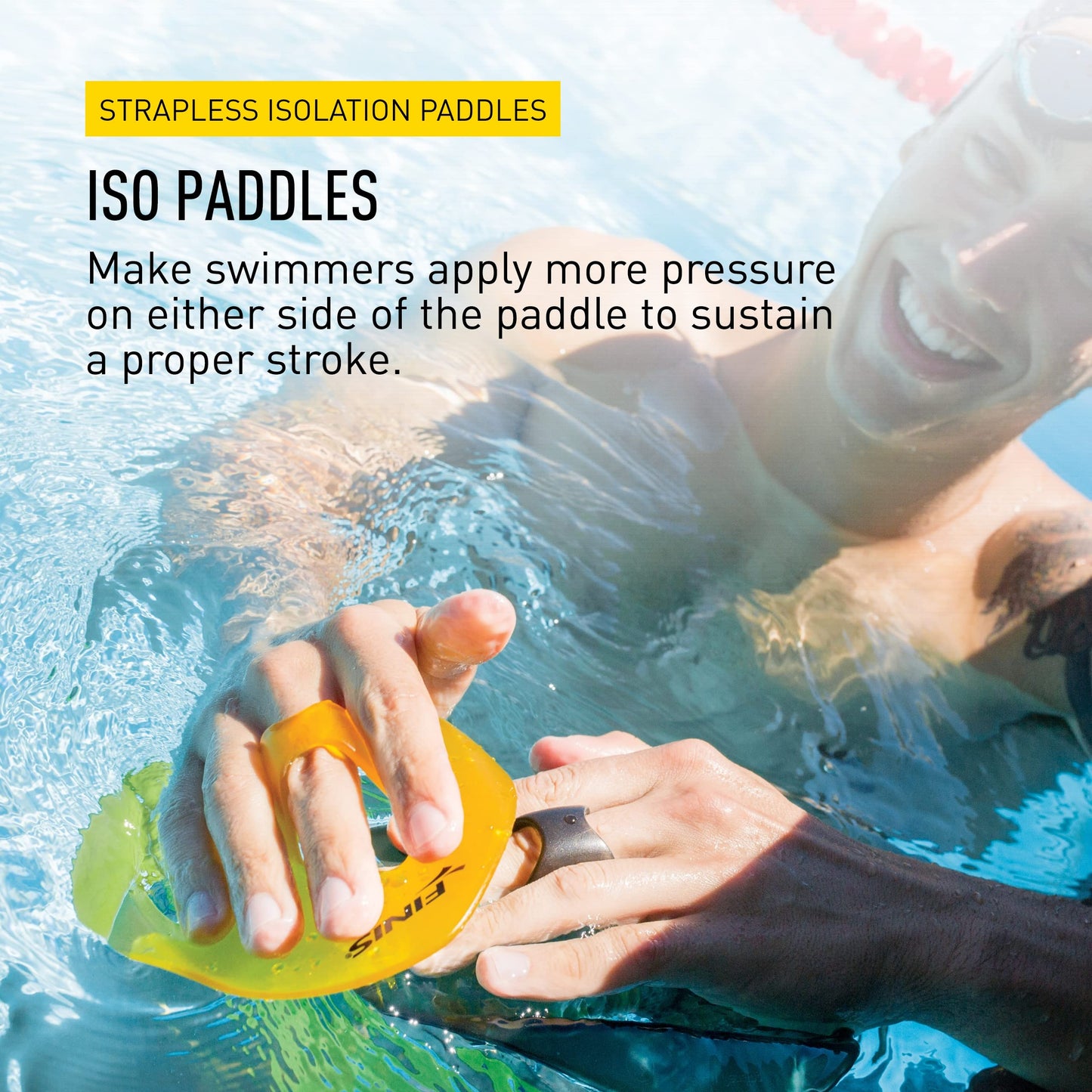 Finis ISO - Pala de Entrenamiento para natación, Color Negro y Dorado, Grande