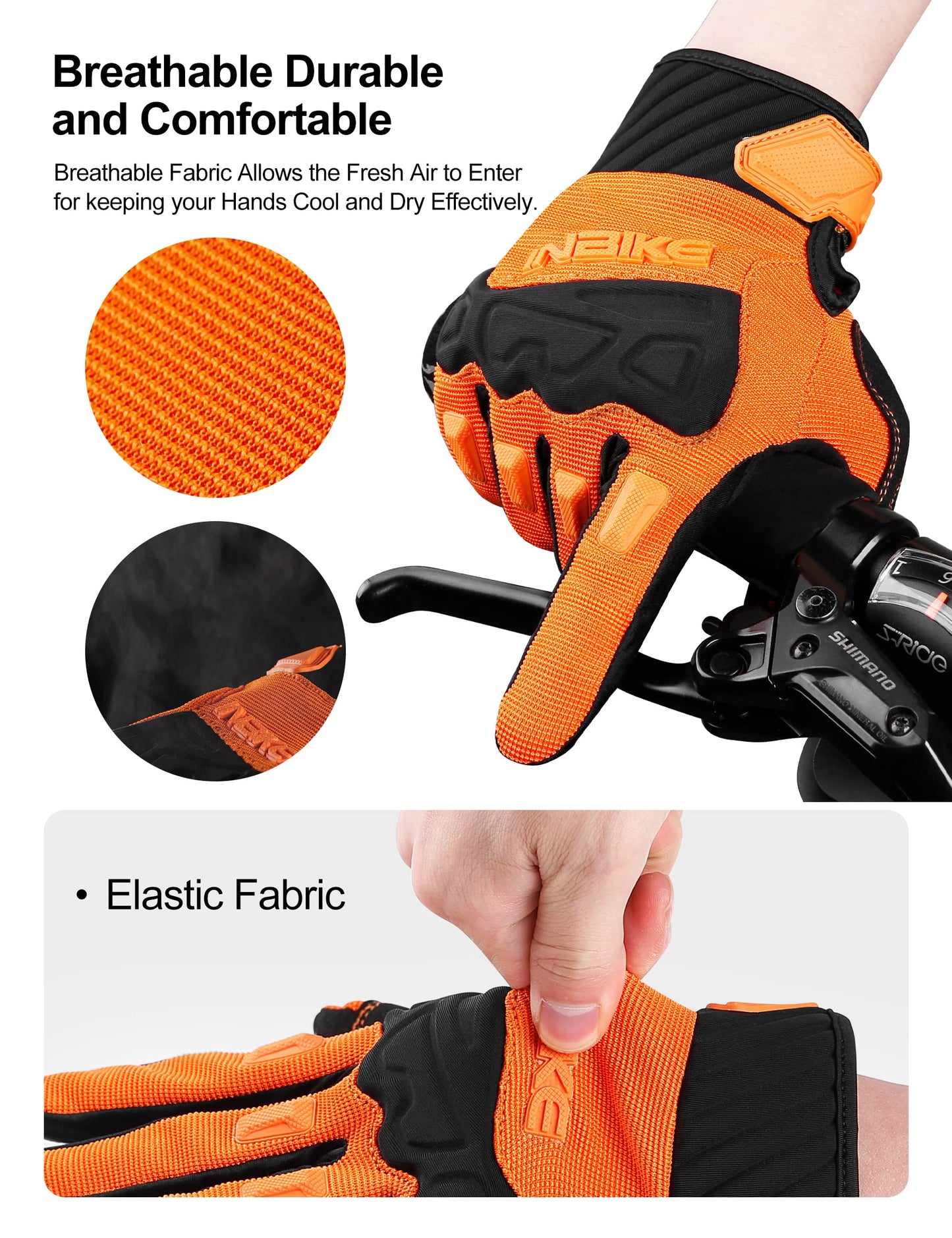 INBIKE - Guantes de bicicleta de montaña para hombre, con protectores de nudillos, acolchados, transpirables, para MTB, motocross, carreras