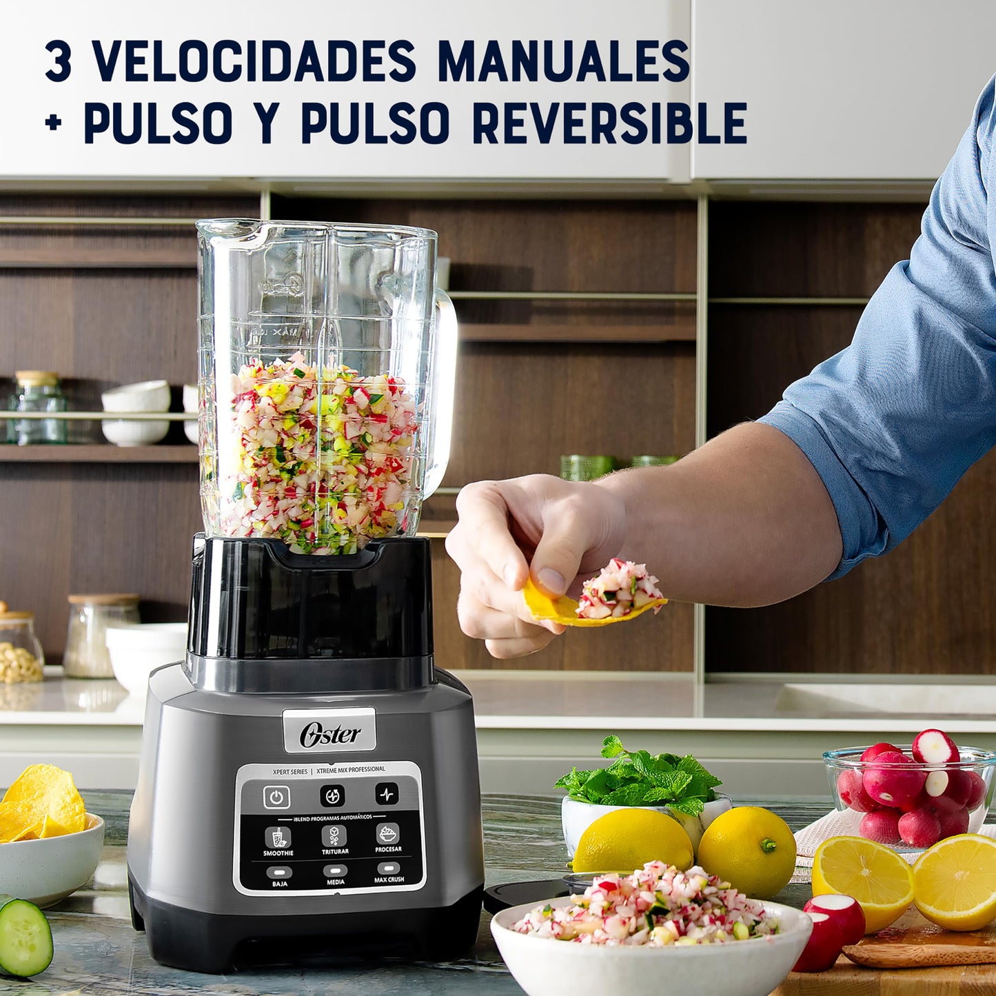 Licuadora Profesional Oster Gris XTREME MIX con iBLEND y MAX CRUSH Tecnología Reversible